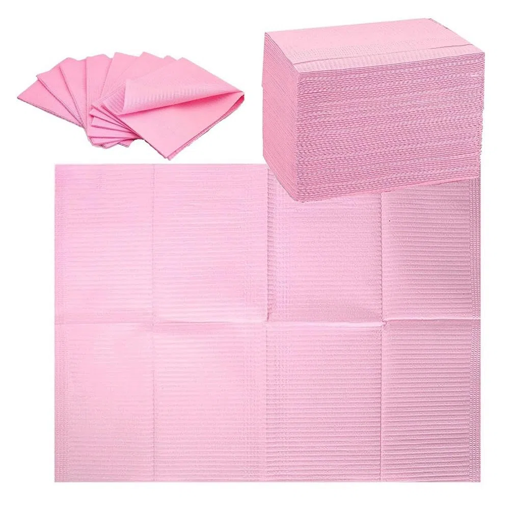 125 toallas de mesa desechables para decoración de uñas, 13 x 17 pulgadas, de papel impermeables para decoración de uñas, almohadillas limpias para tatuajes rosa