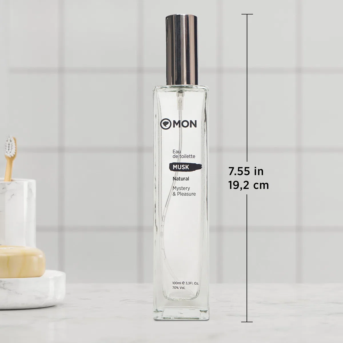 MON Colonia de Musk 100 ml -Con Aroma de Almizcle - Elaborado con 70 ingredientes Naturales - Frescura y Sensualidad