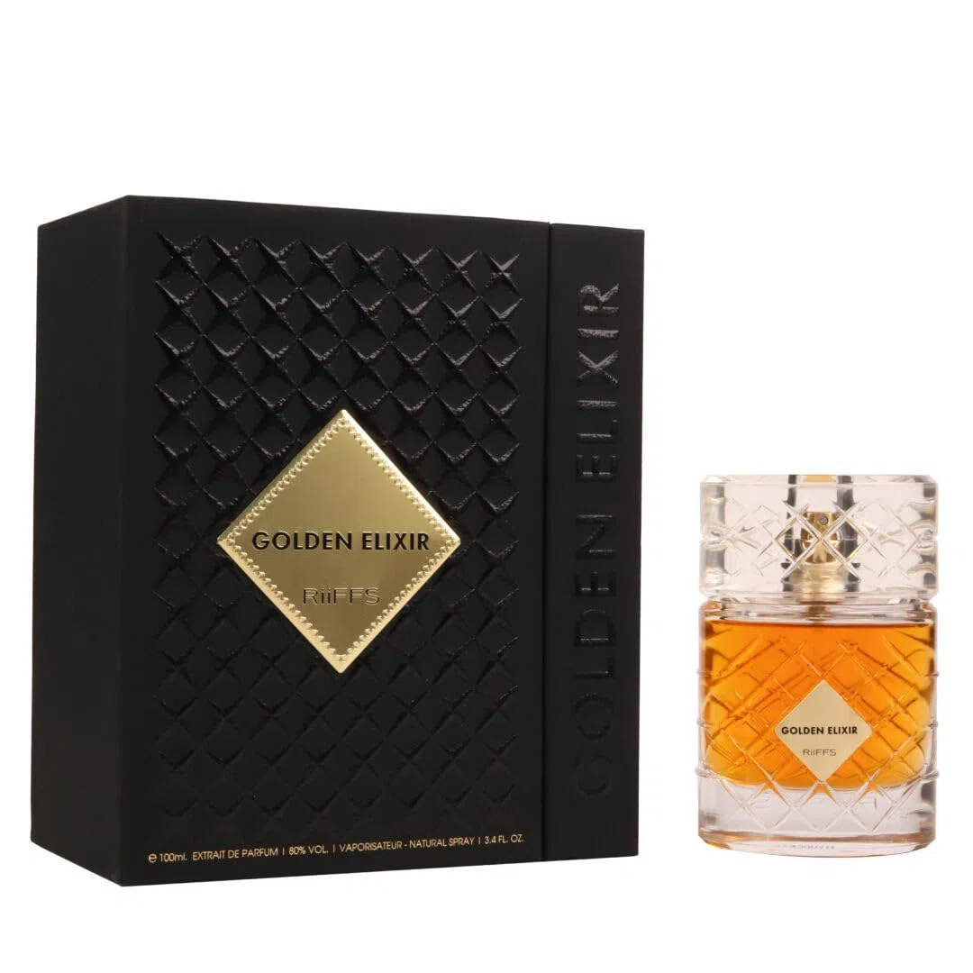 Riiffs Perfumes Golden Elixir Extrait De Parfum Spray, 3.4 onzas (Unisex)
