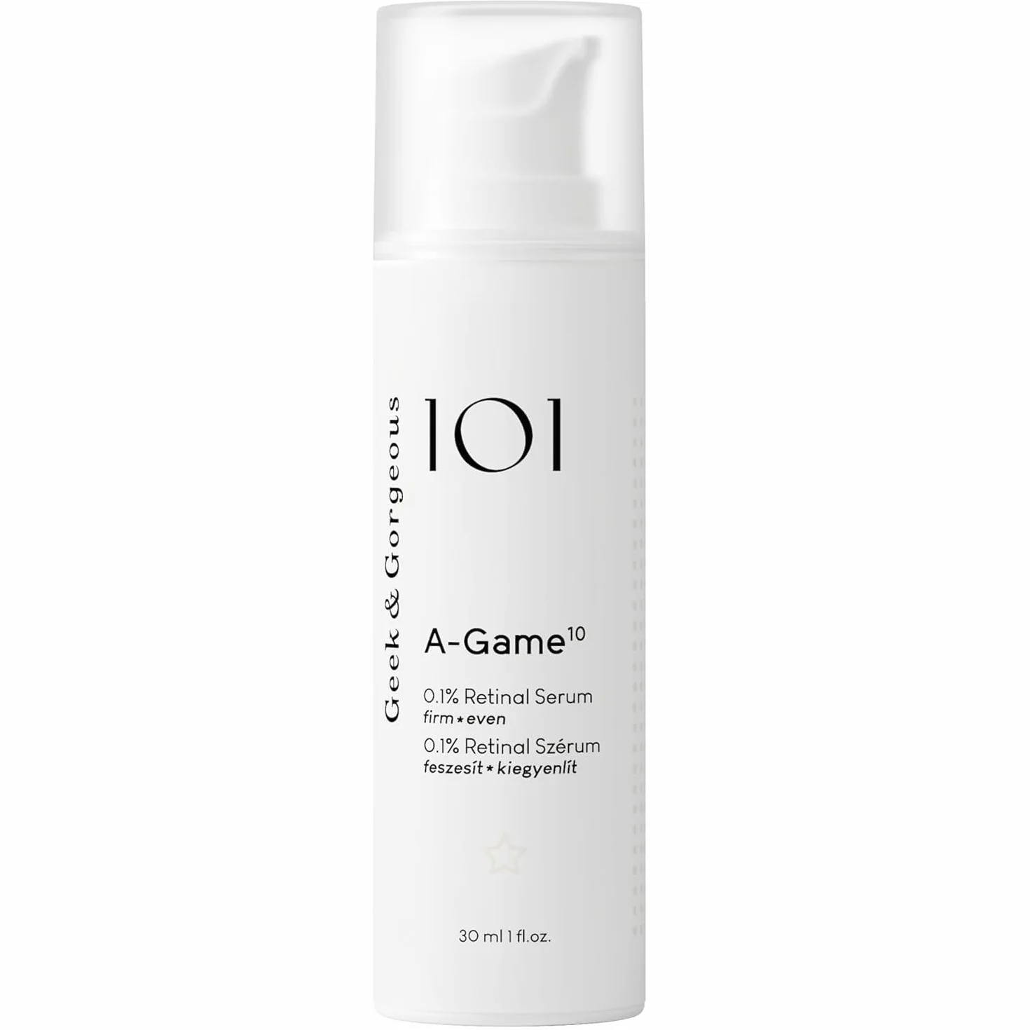Geek & Gorgeous A-Game 10 Serum Antiedad con 0,1% Retinal - Cuidado Facial para Piel Madura y Cansada, Adecuado para Todo Tipo de Piel, 30 ml