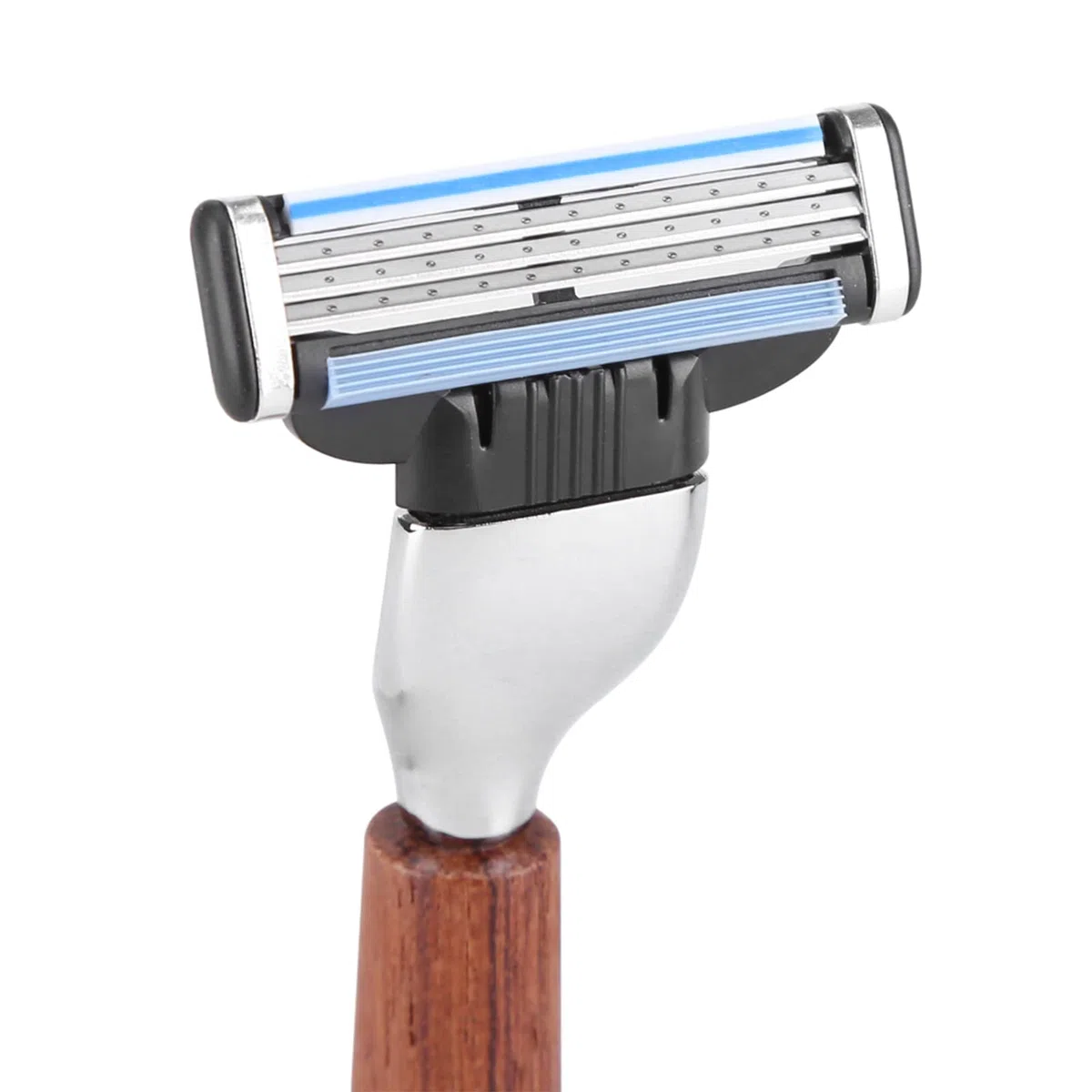 Kit de afeitado manual de seguridad con soporte, cepillo de afeitar de tejón, tazón de afeitar de espuma, kit de afeitado para barba de hombres con mango de acero inoxidable y madera, regalo para