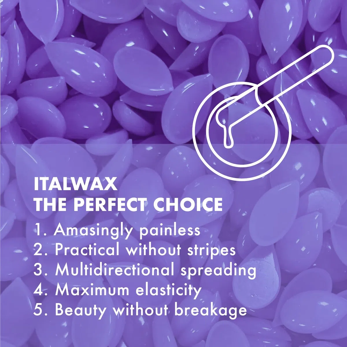Italwax Top Line Orchid - 450g - Cera elástica en perlas para depilaciòn sin bandas - Formulación sintética ideal para pieles sensibles - Recomendado para la zona bikini y las axilas - Sin fragancia
