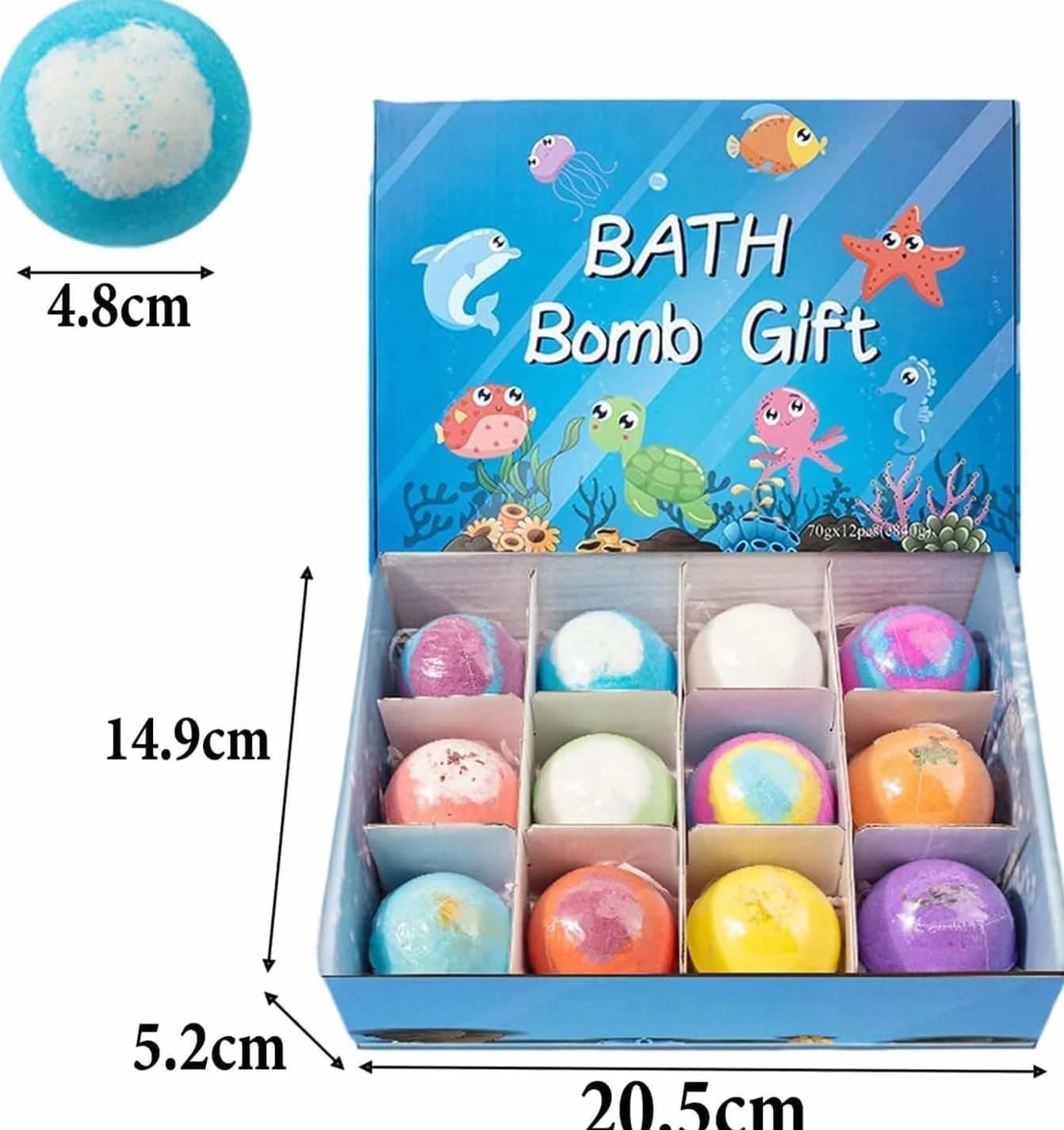 STOAT Bombas de Baño Niños con Sorpresa, 12Pcs Caja Regalo con Juguetes, Naturales Bio, Espuma Baño Suave para Niños y Niñas