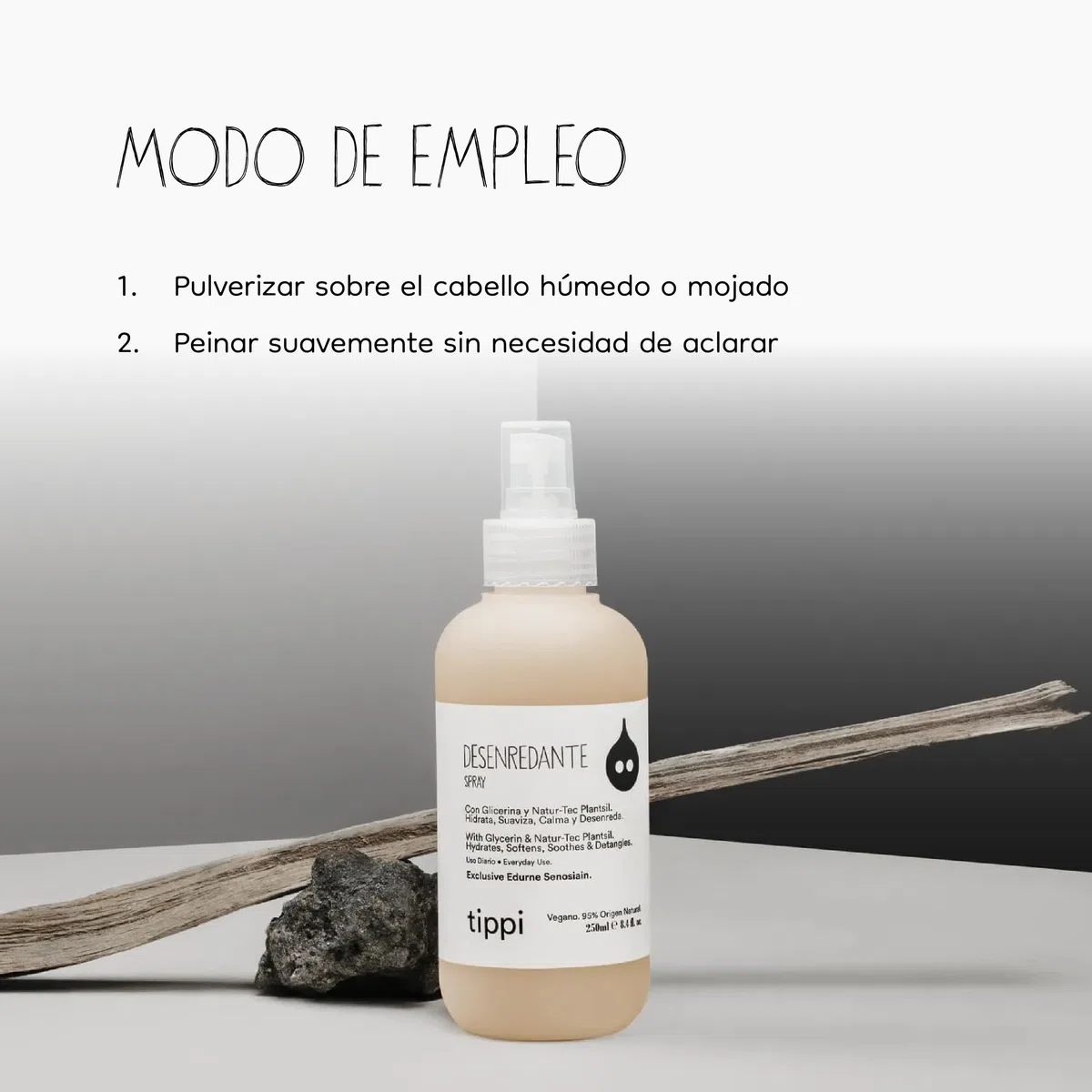 Desenredante Spray TIPPI by Edurne Senosiain Desenredante Spray para Cabello, Sin Parabenos, Sin Siliconas, Vegano 250ml,
