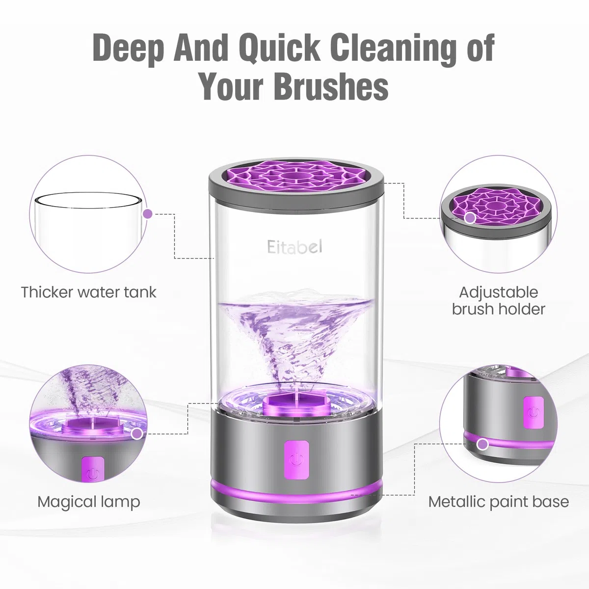 Máquina eléctrica limpiadora de brochas de maquillaje, combinada secadora y lavadora de brochas 2-en-1, limpiador giratorio automático para brochas y esponjas de maquillaje