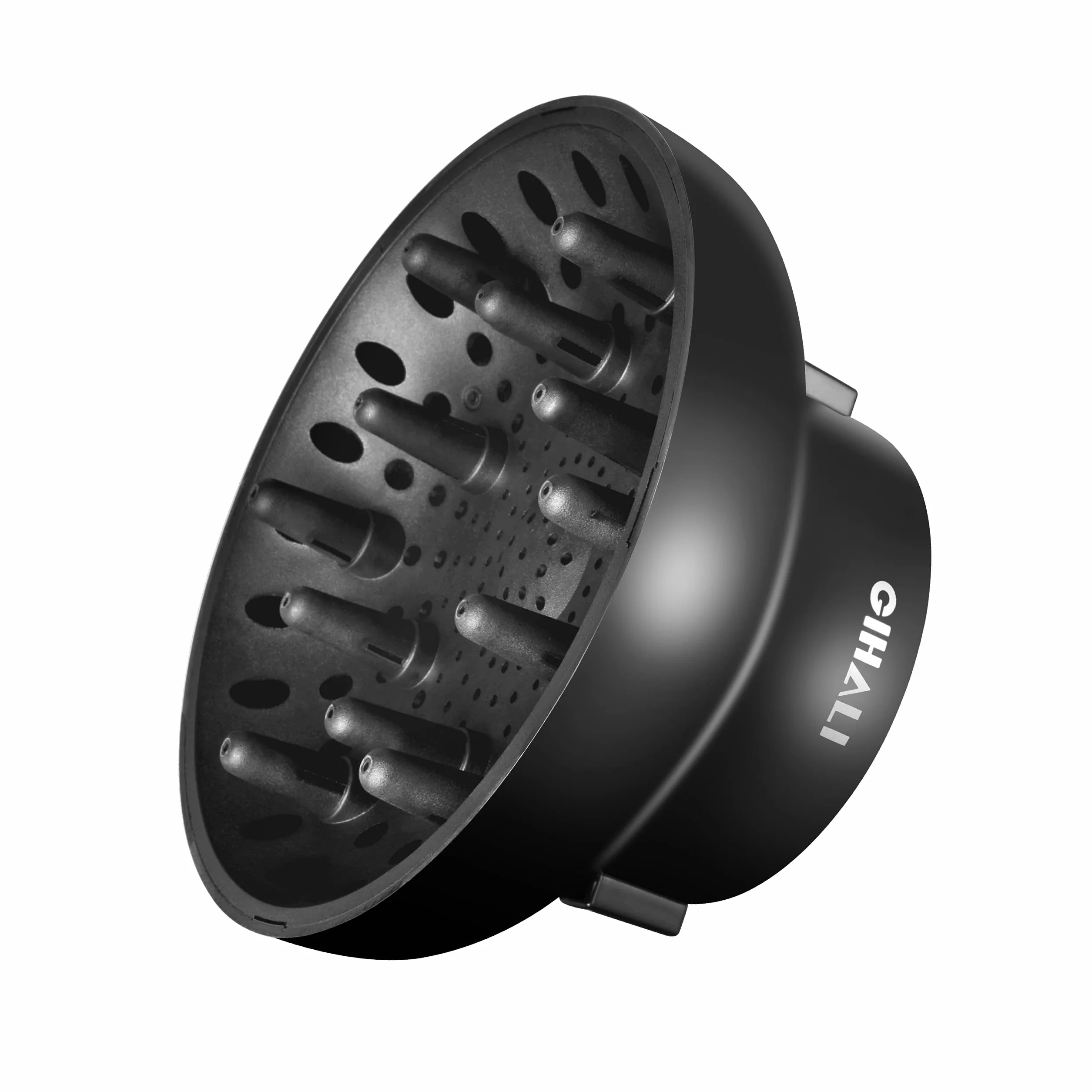 difusor Universal para secadores de pelo con boquilla de diámetro 4,3-6,6 cm, Hair holding fuerte", para pelo rizado u ondulado, para rizos sin frizz (Negro)