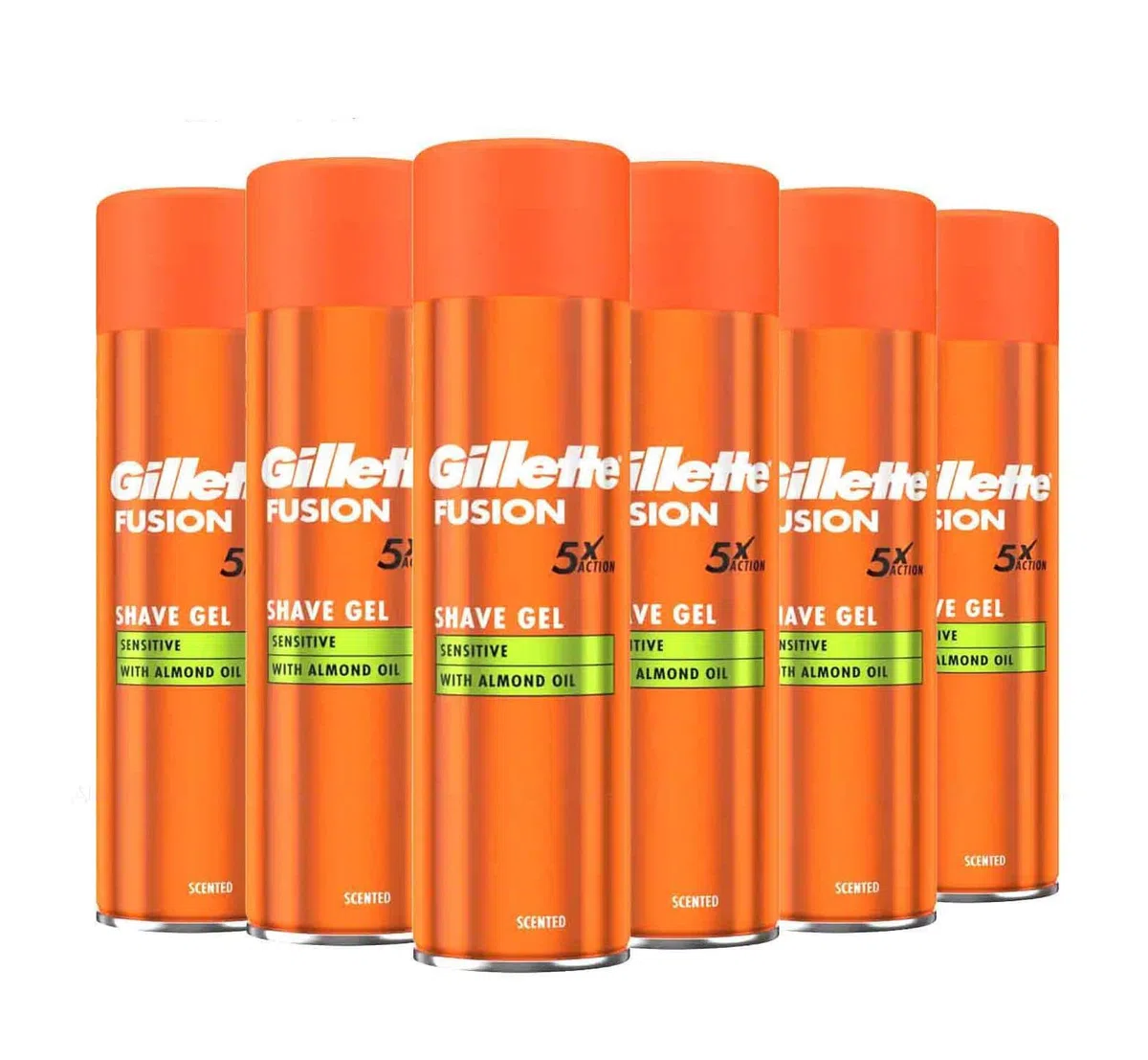 Gillette Fusion 5 Ultra sensible hombre afeitado Gel, 200 ml, pack de 6