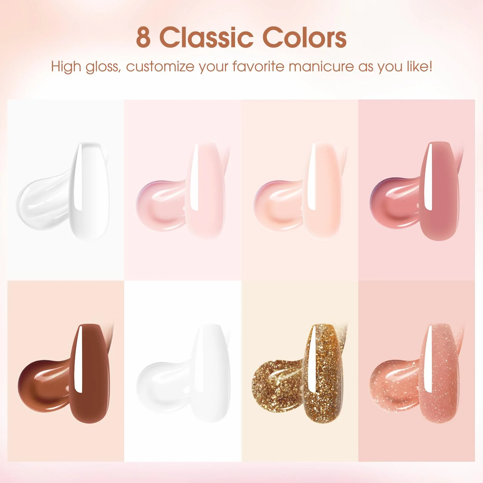ROSALIND Kit Uñas de Gel, 8 Colores 10ml Gel Extensión de Uñas Kit Completo, con 48W UV Lámpara, Base & Top Coat, Herramientas de Manicura, Nail Art Poligel Kit para Principiantes,Profesionales