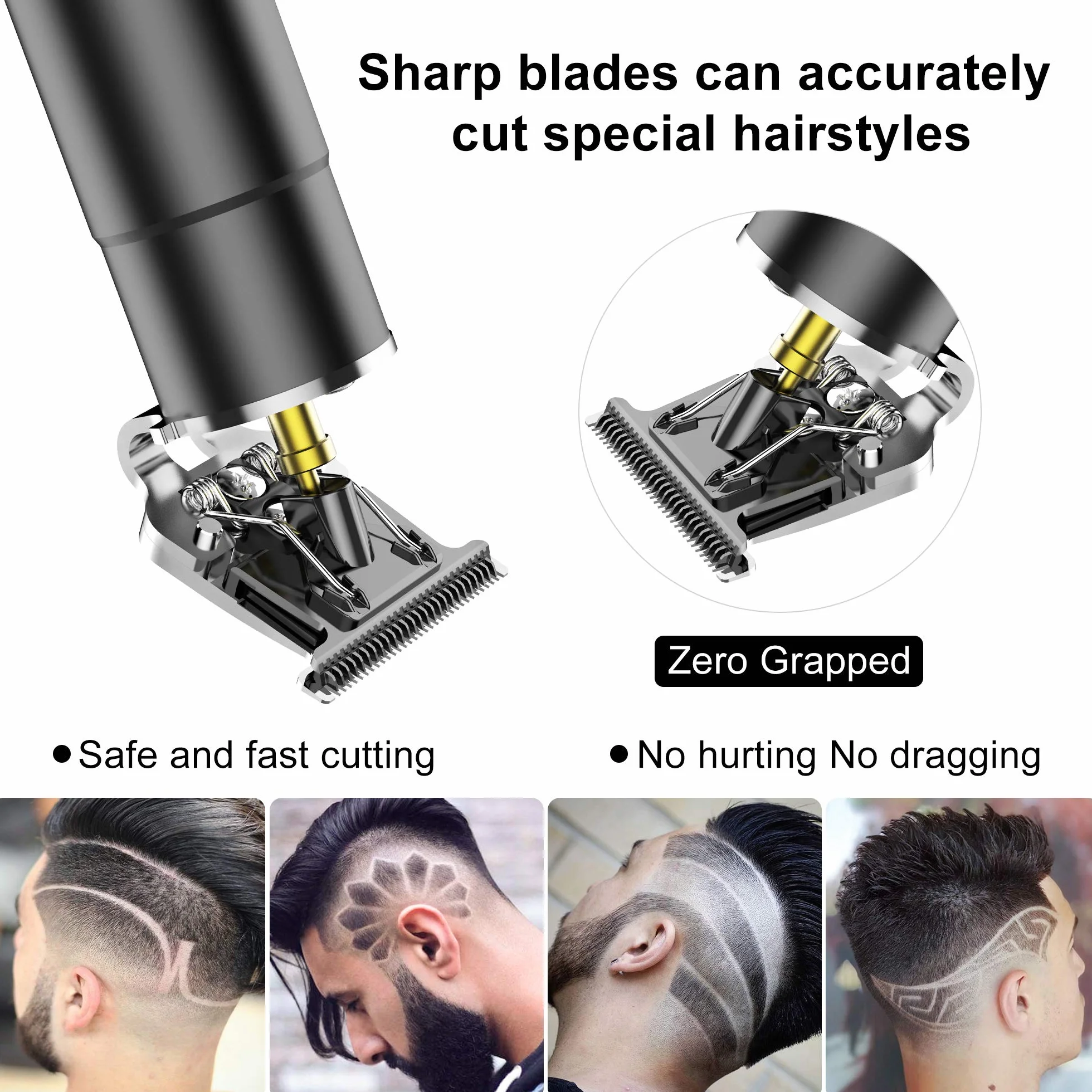 Hatteker Cortapelos Eléctrico Pro T Cuchilla Recortadora de Barba Hombre Maquina Cortar Pelo Profesional Cortapelos inalámbrico USB Recargacble