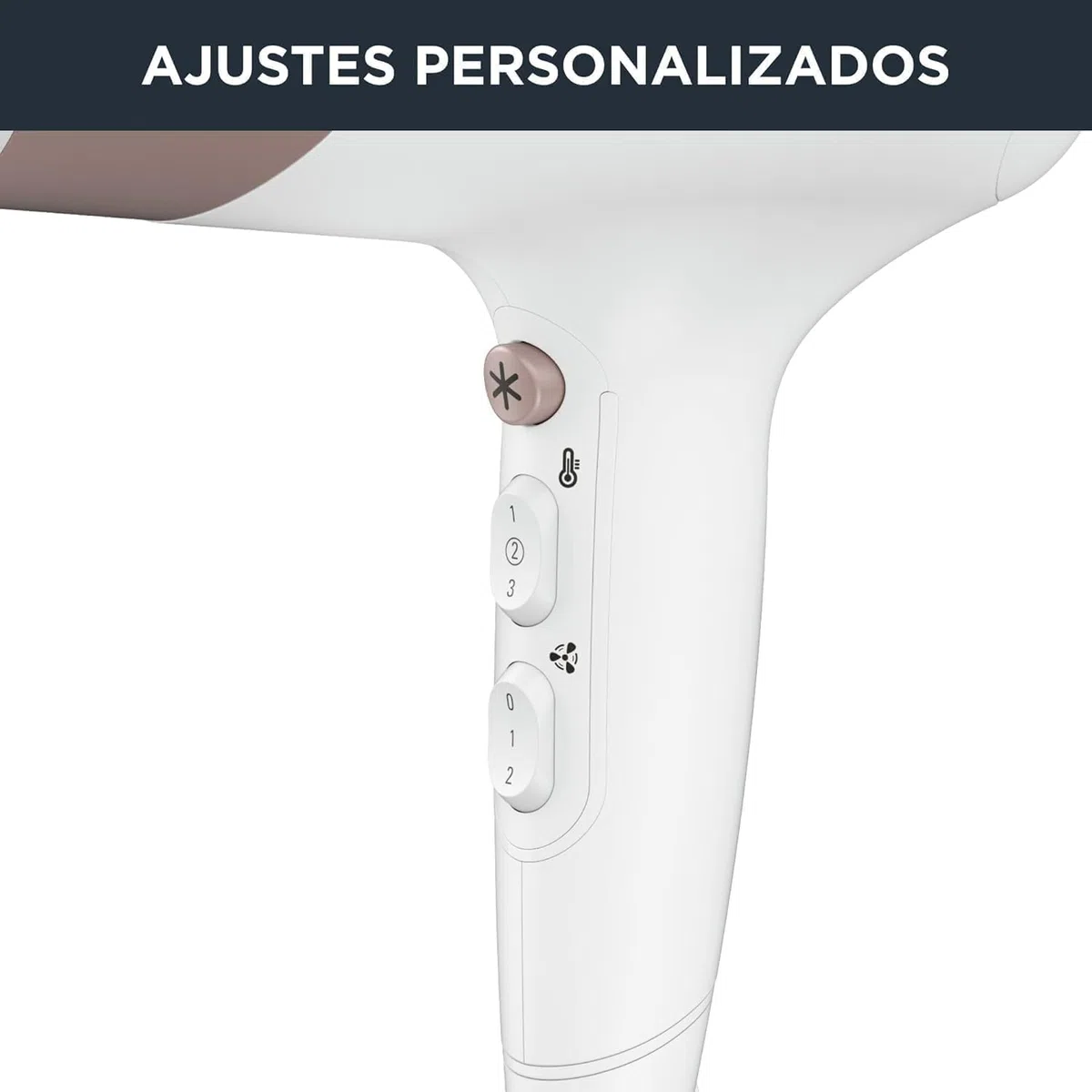Rowenta Studio Dry CV5830 Secador de pelo 2300 W, Tecnología Effiwatts, 6 ajustes de velocidad/temperatura, Termocontrol, generador iónico, aire frío, difusor, cable 1.8 m, Blanco