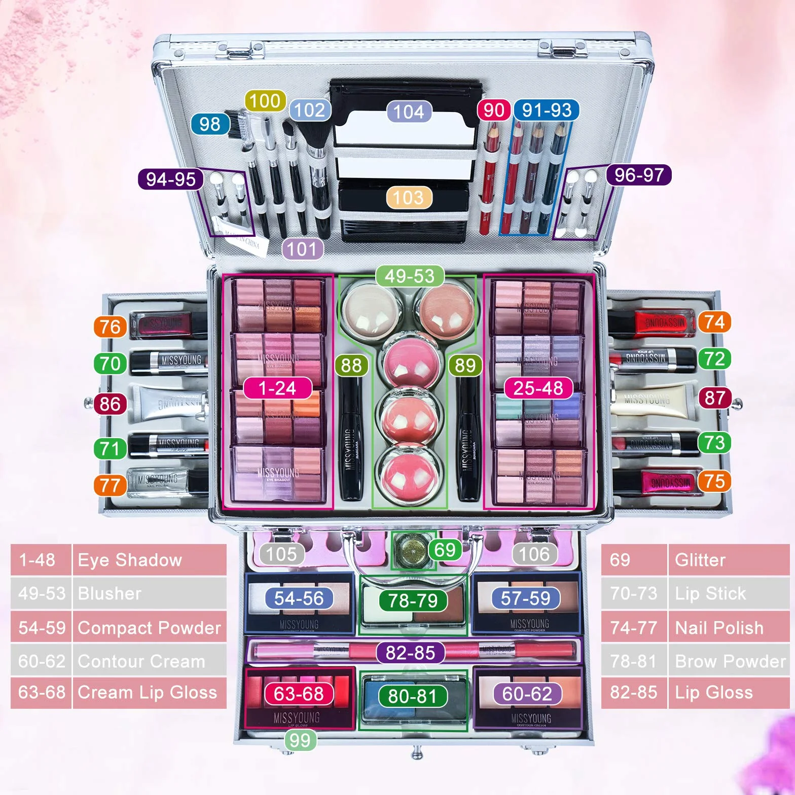 Juego de Maquillaje Set Estuche de Maquillaje Paleta Kit Completo Caja con Sombras de ojos, Rubor, Brillo labios - Belleza Profesional Cosmético de Caja Belleza Juego de Regalos #3