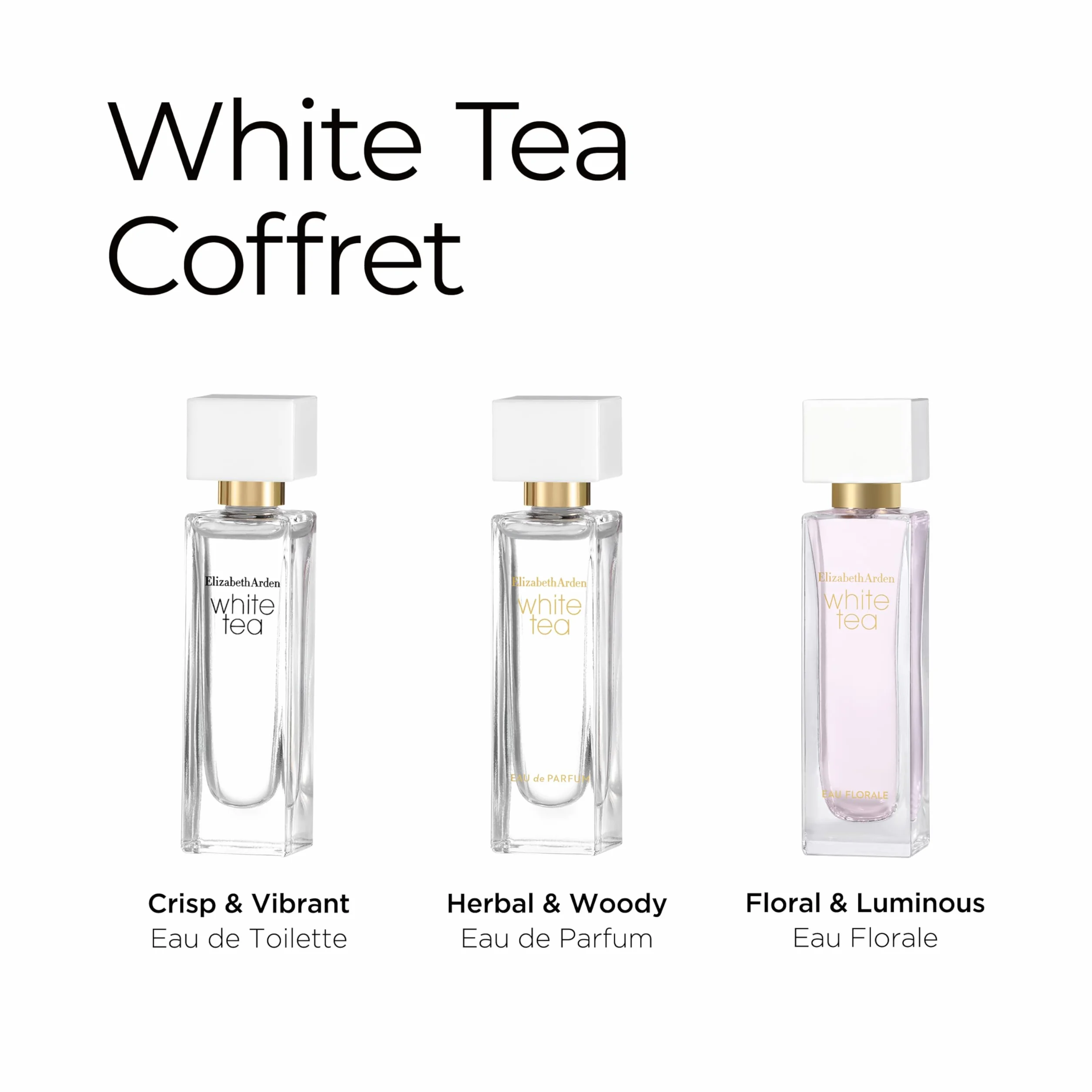 Elizabeth Arden, Juego de regalo de té blanco, Fragancia floral y vibrante, 3 miniaturas de 10 ml, regalo para mujeres