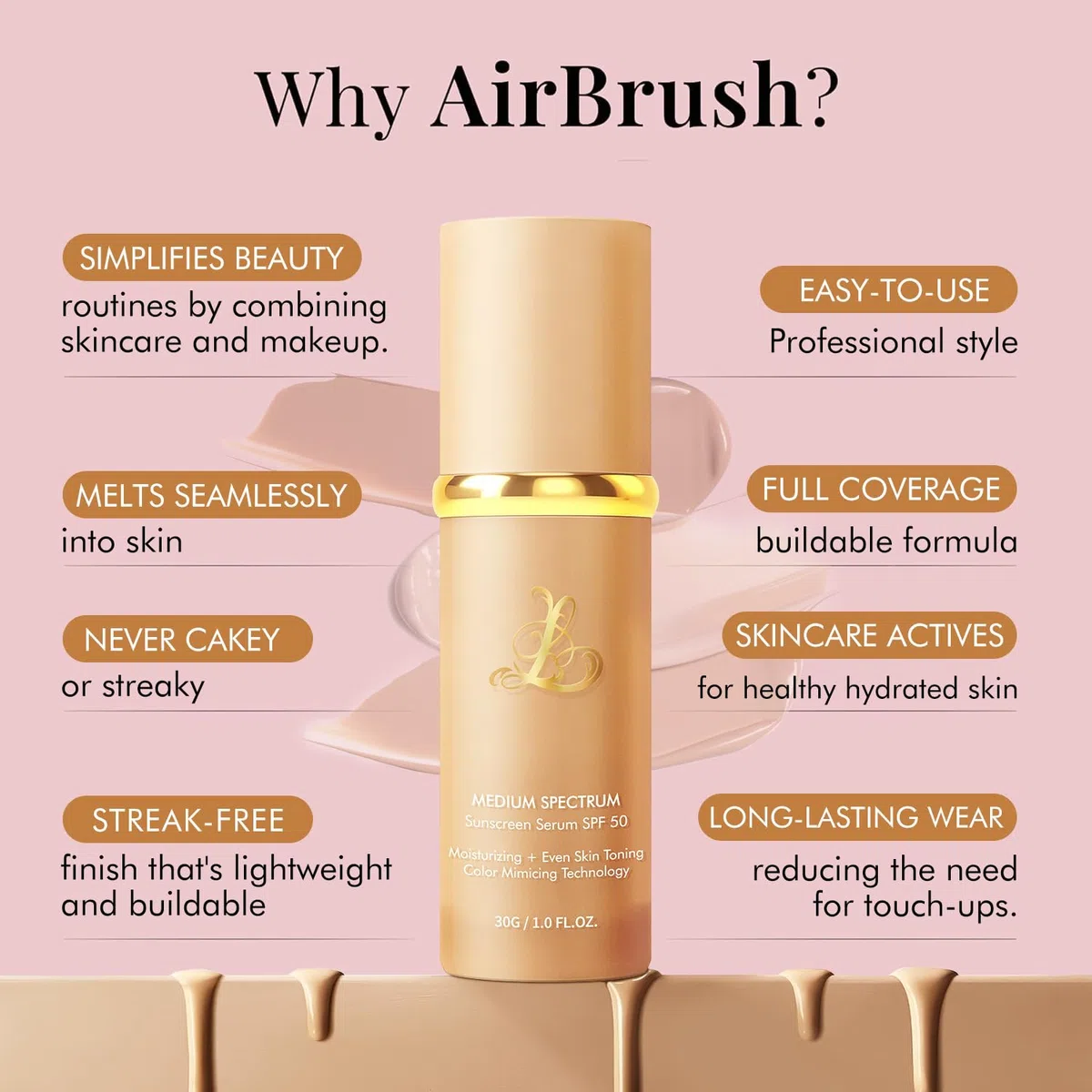Infinite Love Maquillaje | Base De Maquillaje Antiedad Con SPF 50 – Se Adapta A Tu Tono De Piel(color trigo(1PCS))