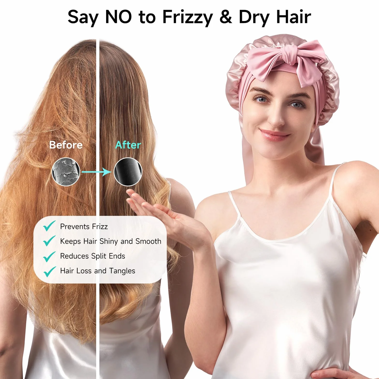 Umisleep 22 Momme 100% Seda de Morera, Gorro de Dormir de Doble Cara, Suave Gorro de Noche para Cabello voluminoso, Transpirable, Banda Ancha Ajustable