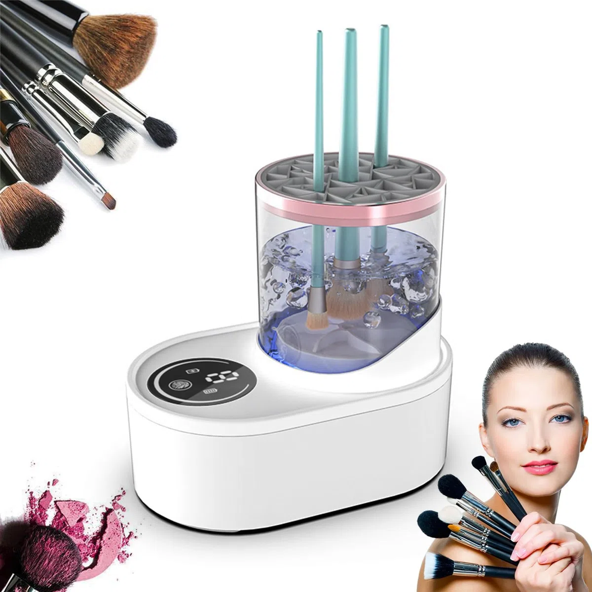 Maquina Limpiadora de Brochas de Maquillaje Máquina de Almacenamiento de Brochas de Maquillaje Limpiador Brochas Electrico Limpiador Eléctrico Brochas de Maquillaje Limpieza de Brochas de Maquillaje