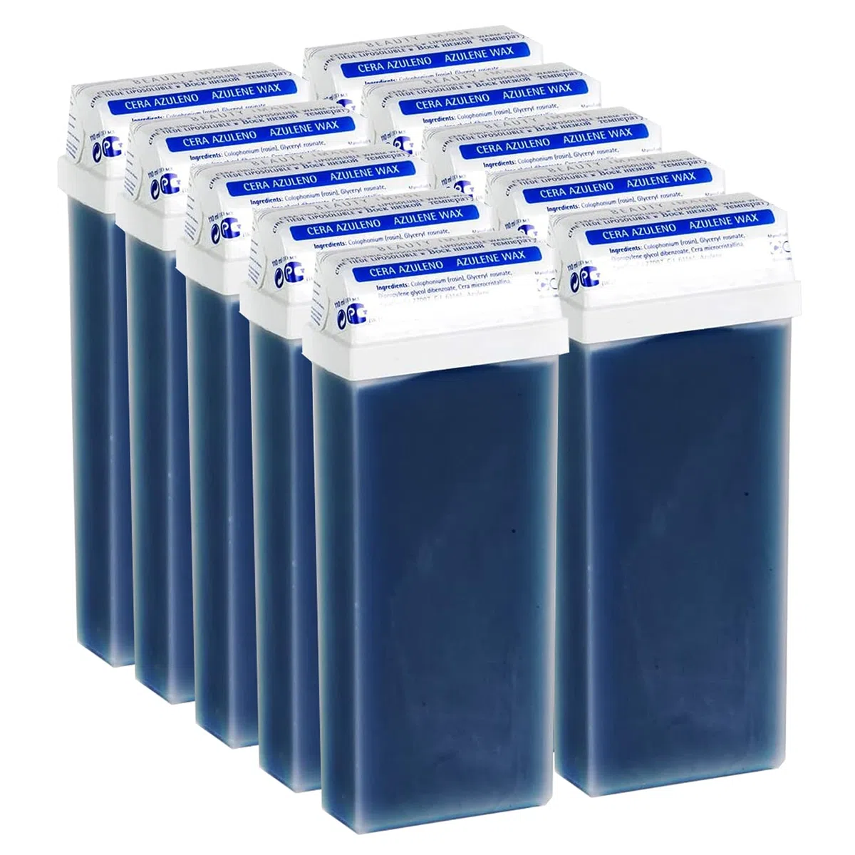 Beauty Image - Cera Depilatoria Roll-on 100 ml Azuleno - Pack 10 Cartuchos (Resinas 100% Españolas)