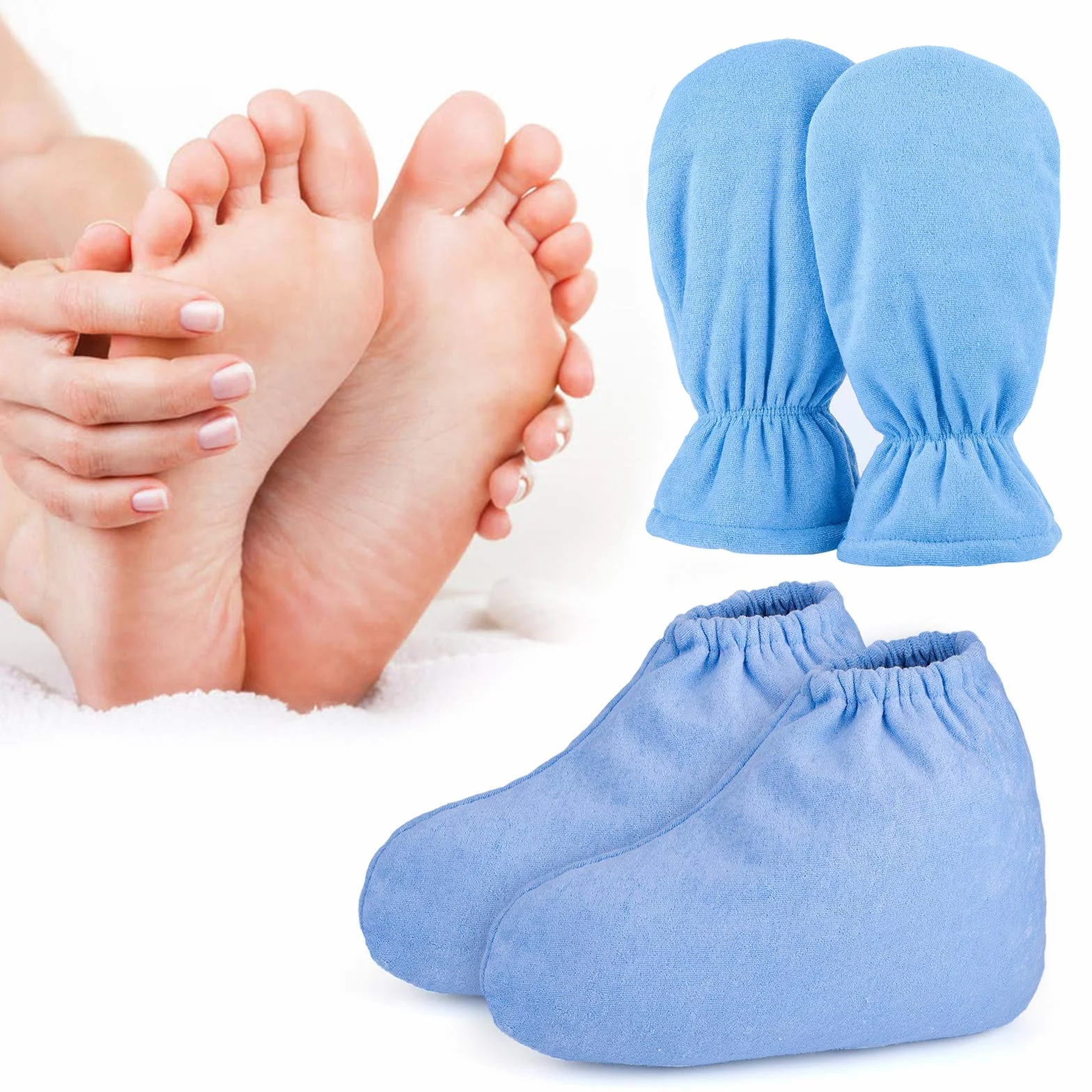 Guantes y botines de cera de parafina, guantes de cuidado de baño de cera Segbeauty, guantes protectores de algodón de felpa cozies para terapia de calor, tratamiento de spa, bronceado