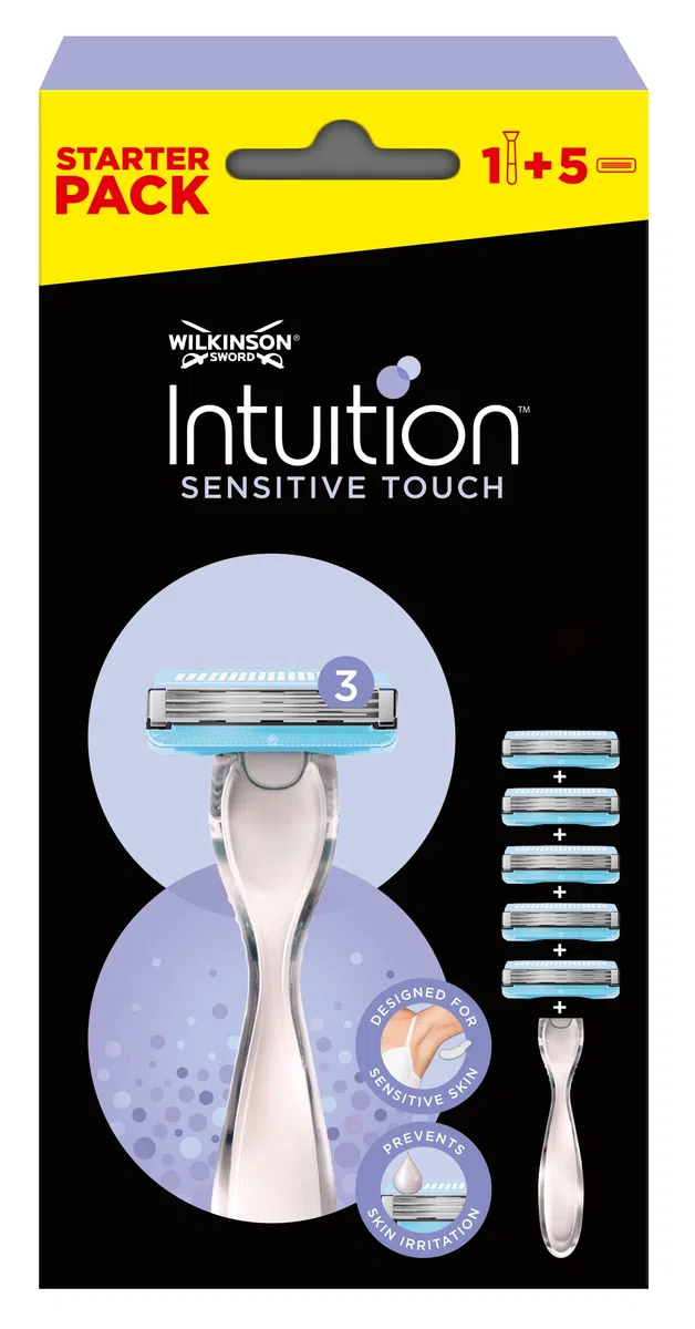 Wilkinson Sword Intuition Sensitive Touch Maquinilla de afeitar para mujer + 5 cabezales de carga
