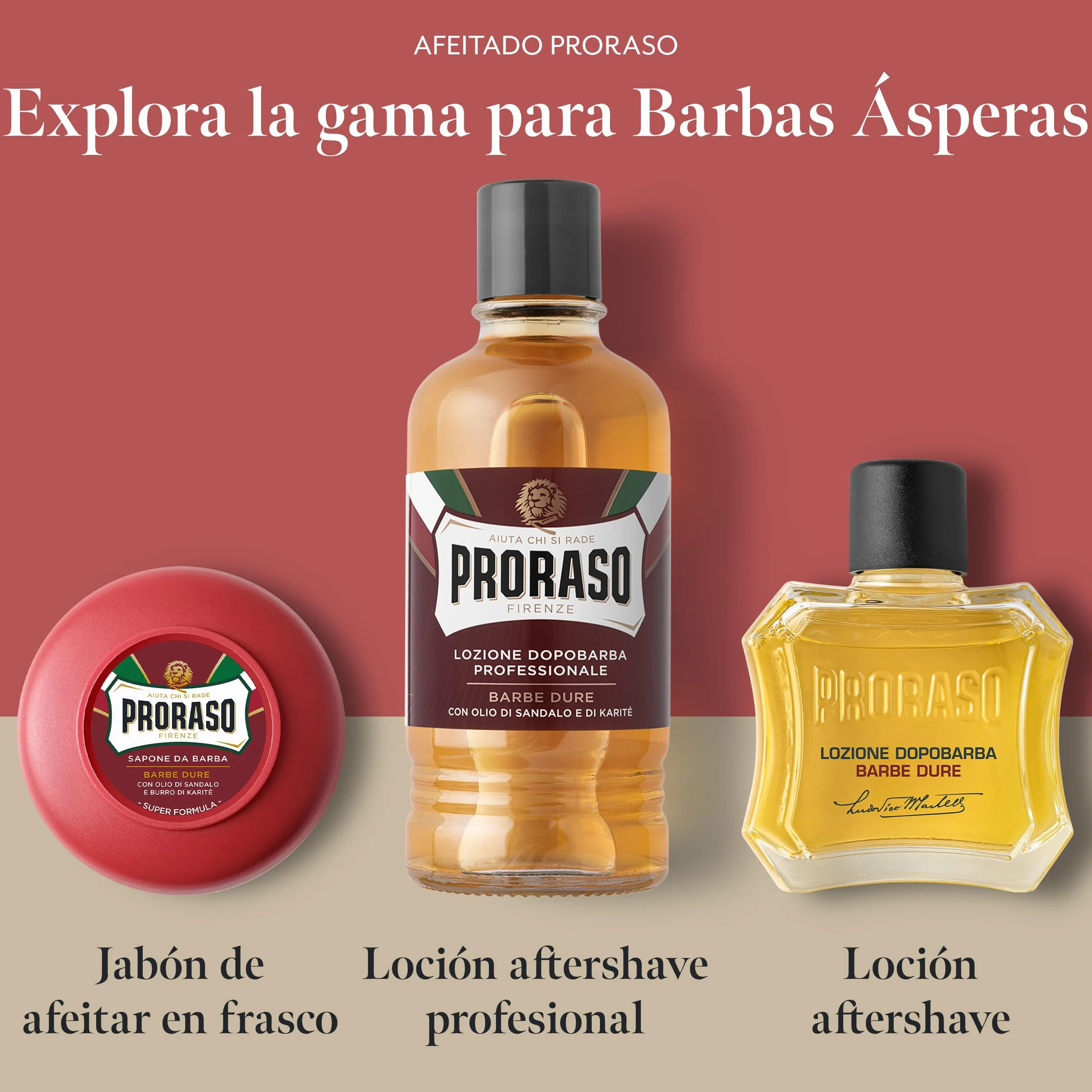 Proraso After shave profesional, 400 ml, bálsamo barba con sándalo y manteca de karité, tónico facial que aporta confort y suavidad a la piel