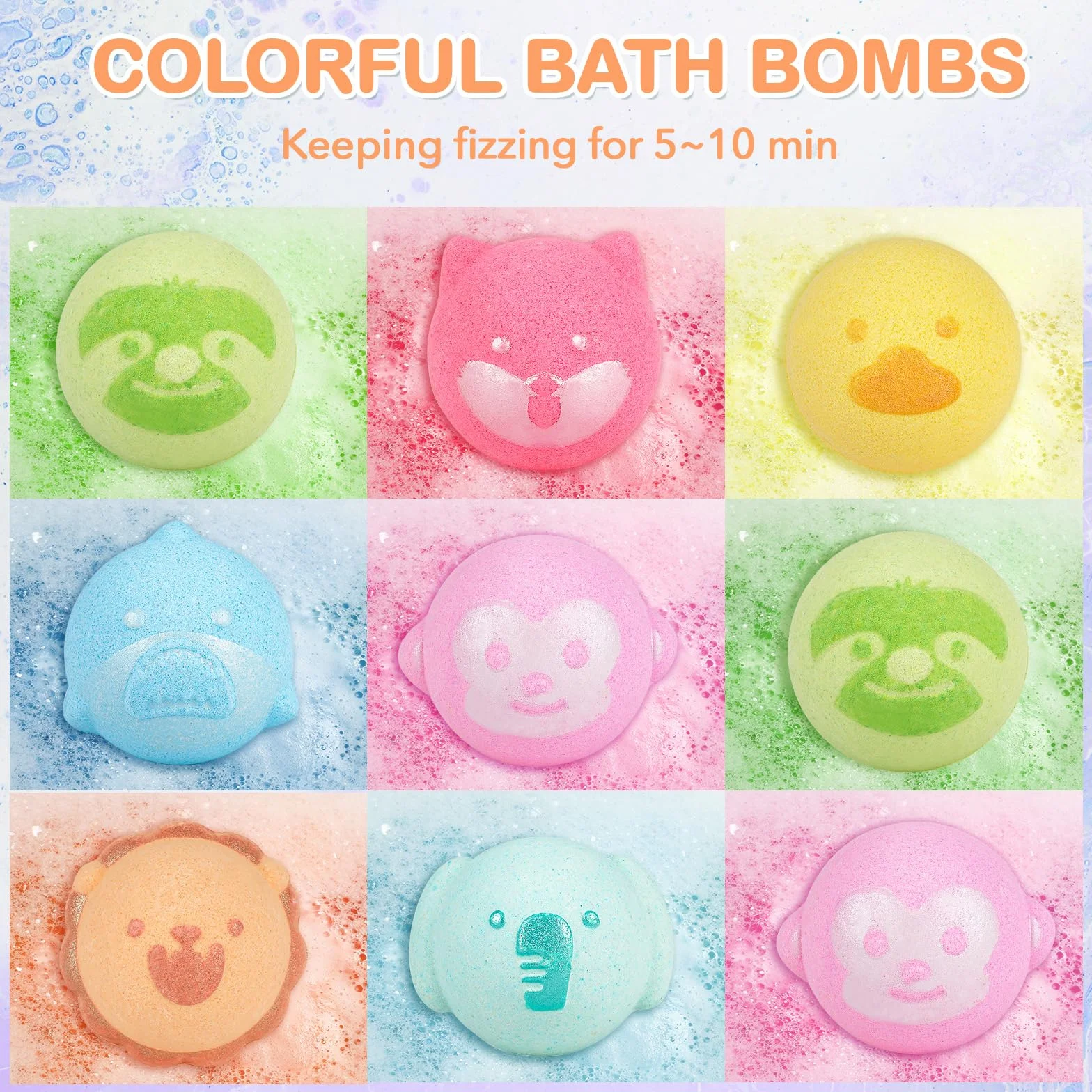SHUCHING 14 Bombas de Baño Animales para Niños, Bolas de Baño Infantiles con una Pistola de Agua, Set de Regalos Orgánico Natural para Cumpleaños Fiestas
