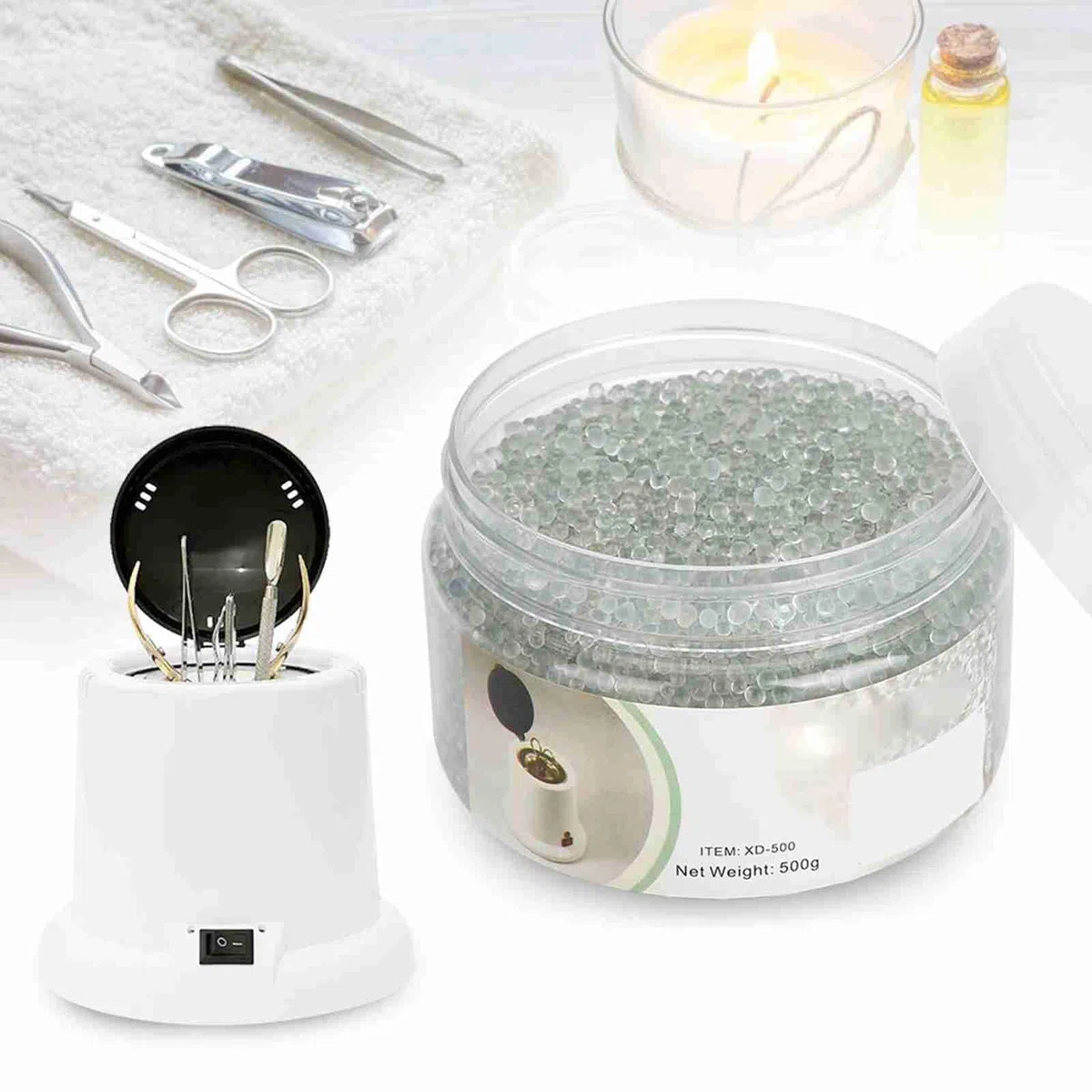 Bolas de vidrio de de cuarzo transparente de 500 g para caja de esterilizador de uñas de alta temperatura Cuentas de de sílice