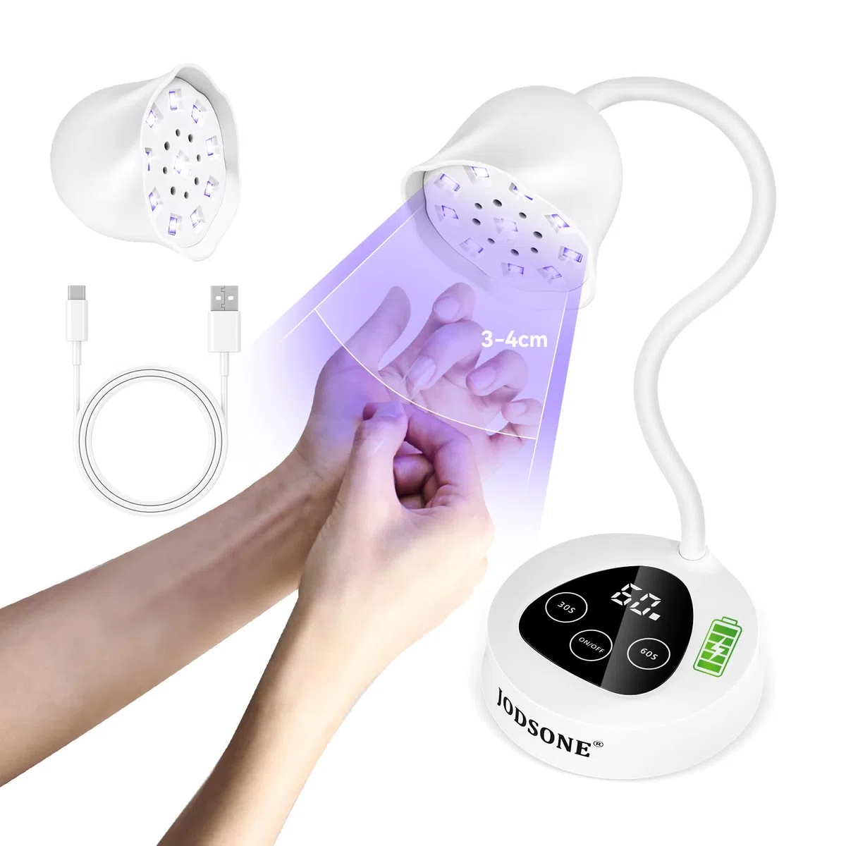 JODSONE Mini lámpara LED inalámbrica para uñas UV, recargable portátil para uñas de gel, sensor automático, lámpara LED de uñas blanca