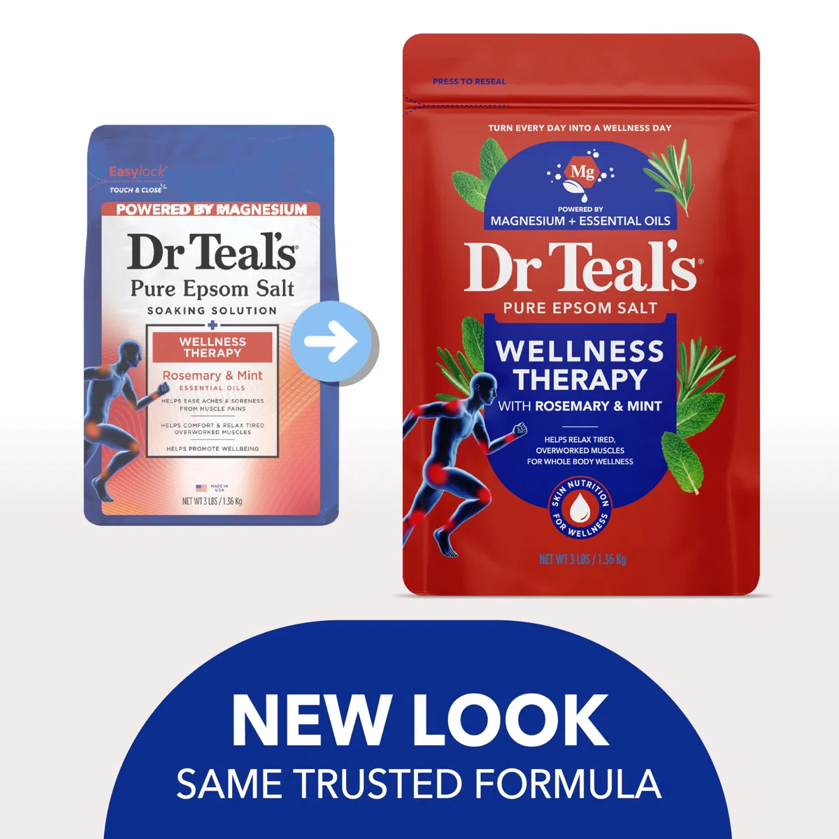Dr Teal's Wellness Therapy - Sales de Epsom de 3 libras, transparente
