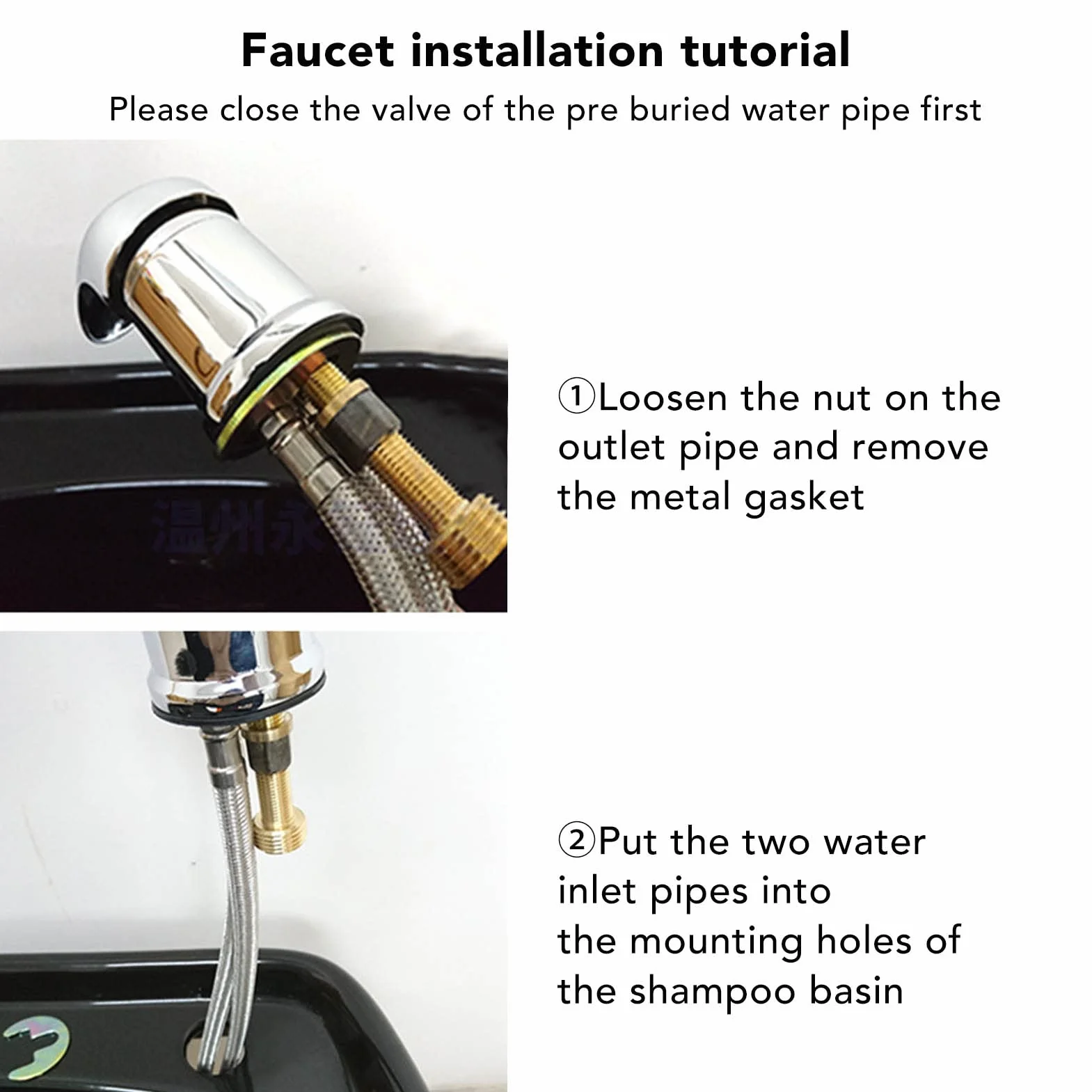 Generic Grifo para Lavabo de Champú de Salón, Válvula Mezcladora de Aleación Manguera para Grifo de Lavabo de Champú Profesional con Revestimiento Electrochapado para Peluquería
