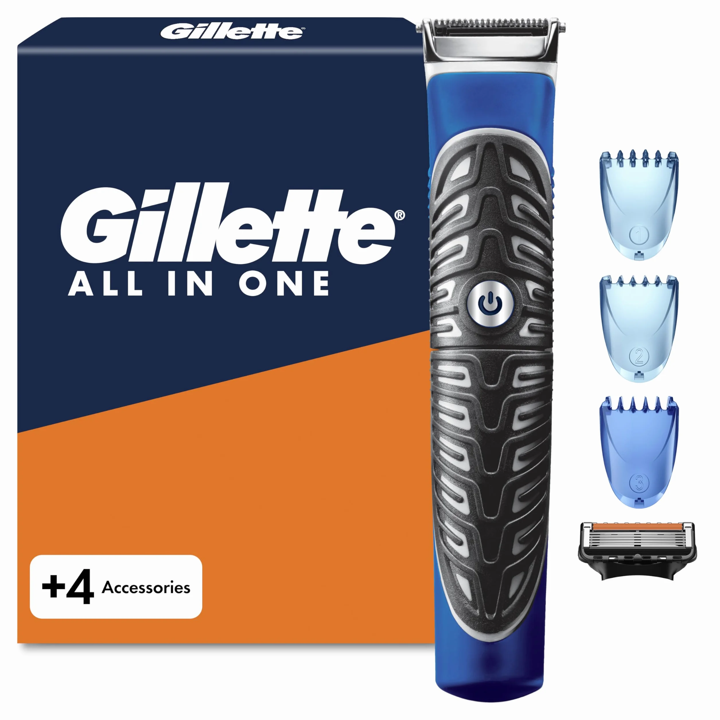 Gillette Recortadora Todo en 1: Recorta, Afeita Y Perfila con Precisión Cara Y Cuerpo, Resistente al Agua, Cortapelos 4 en 1 para Hombre con 3 Peines Y 1 Recambio Proglide