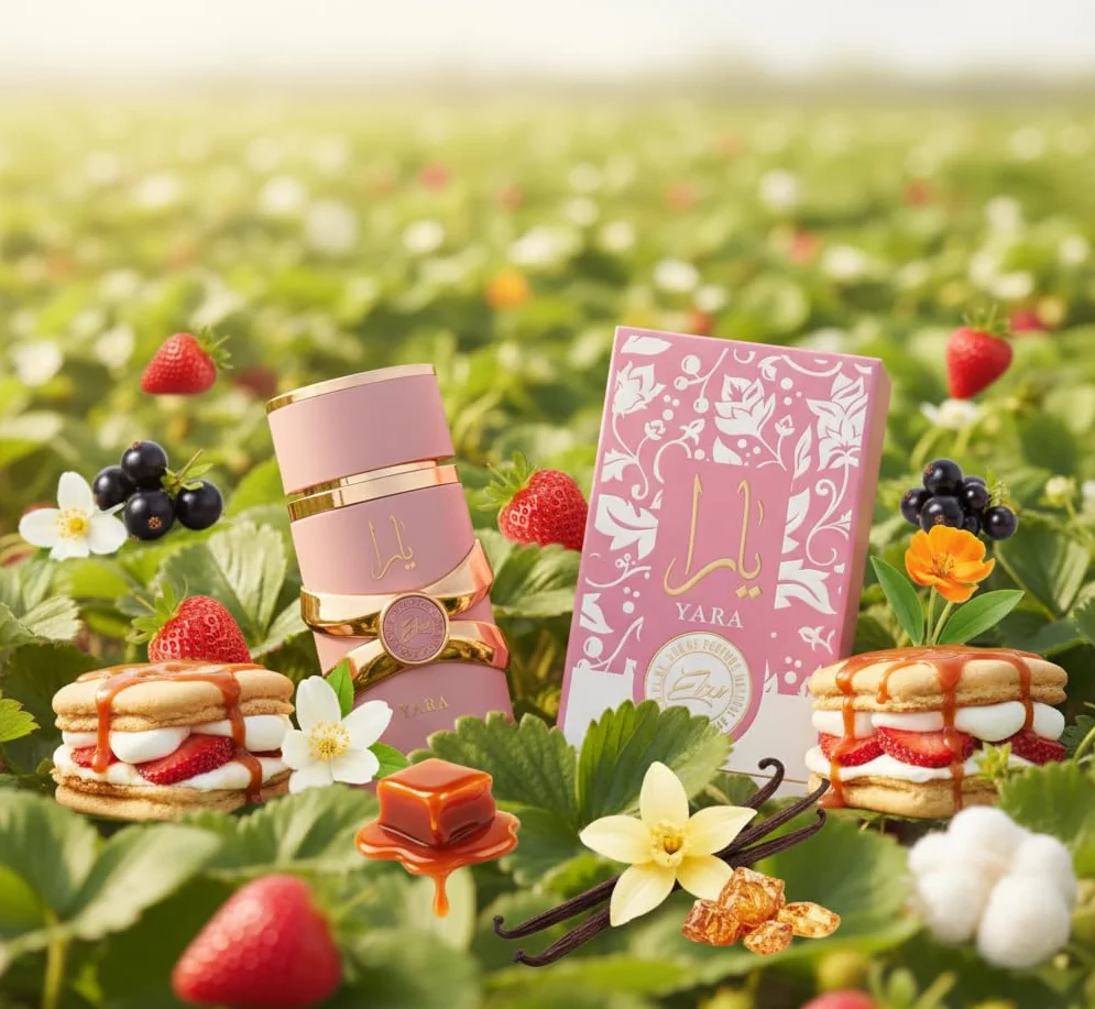 Lattafa Yara Elixir Eau de Parfum, diseño en rosa y oro, lujosa botella de cristal, perfume para mujer de 100 ml