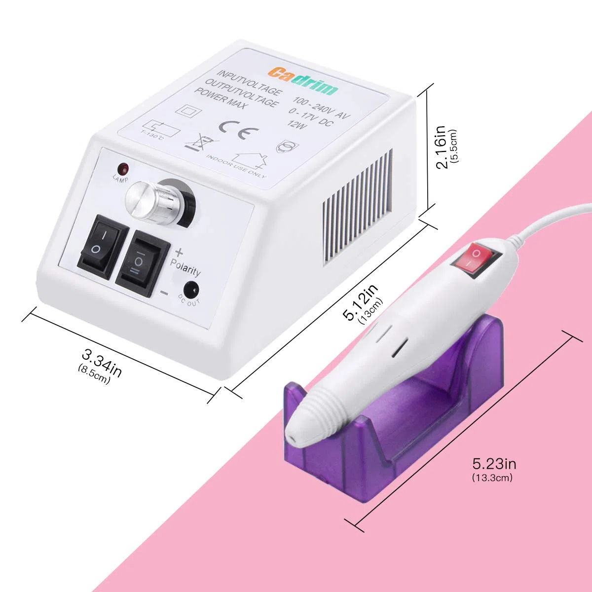 Cadrim Torno para Uñas Profesional para Manicura y Pedicura Eléctrica del Taladro del Clavo, Manicura Herramienta 20,000rmp