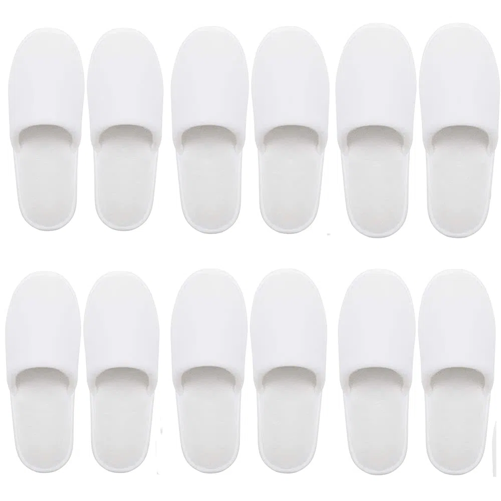 Zapatillas de Hotel 6 pares Pantuflas Invitados Punta Cerrada Lavable Vellón Coralino Esponjoso de Tamaño General Pantuflas Desechables por Baño Invitados Hogar Bodas