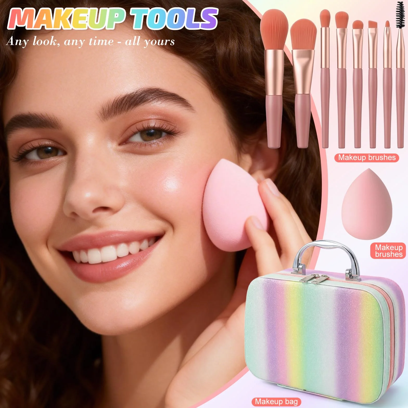Kit de Maquillaje Profesional Completo, Set Maquillaje Adolescente Chica Mujer con Bolsa Maquillaje Viaje, Pack Maquillaje Regalo con Paleta Sombras Ojos Rímel Gloss Labios Base Maquillaje Corrector