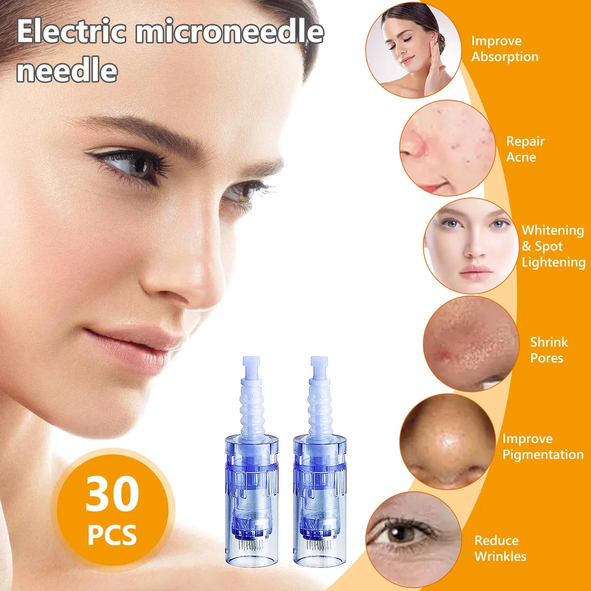 30 Piezas Agujas Dermapen Microneedling,36 Pin Micro Aguja Microagulhas Agulhas De Repuesto para Microneedling Derma Pen Regular Microneedle para Antienvejecimiento Rejuvenecimiento Arrugas(Bayoneta)