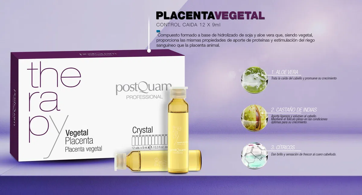 PostQuam - Pack de Tratamiento para el Control y Prevención de la Caída del Cabello - Incluye 12 Ampollas de Placenta Vegetal Capilar de 9 ml + Champú Anticaída 500 ml