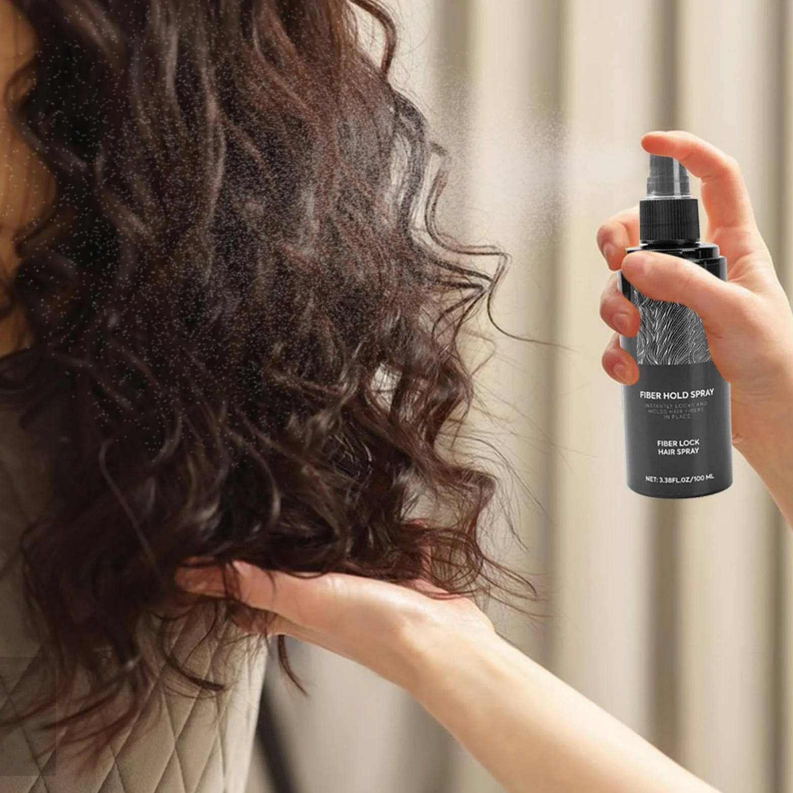 Espray para espesar el cabello (100 ml) para añadir volumen y plenitud, más firme para el cabello con fibras, de secado rápido, niebla espesante para barba calvicie, fijación de peinados