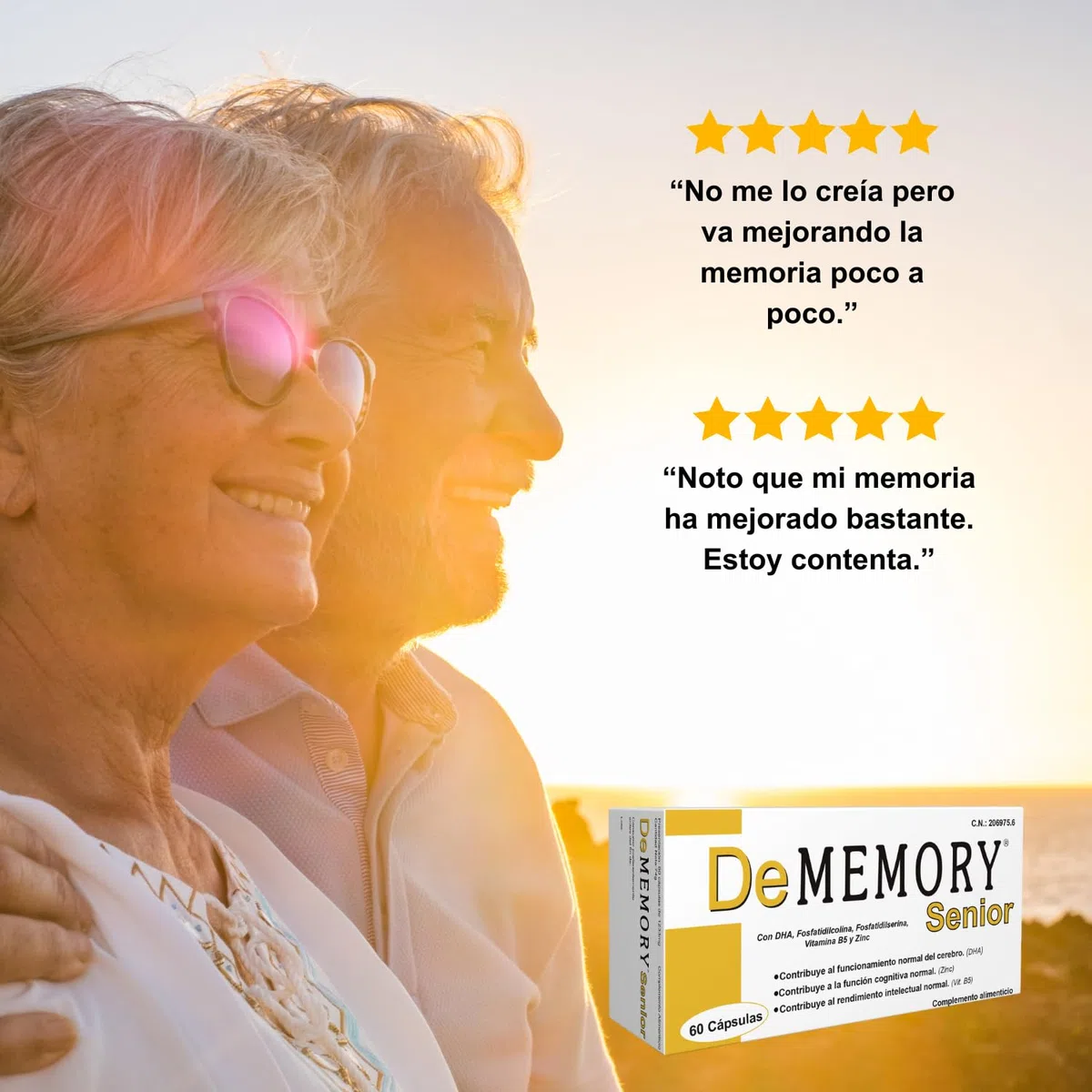 DeMemory Senior 60 Cápsulas - Contribuye al Funcionamiento Normal del Cerebro en Personas Mayores - con DHA, Fosfolípidos, Vitamina B5 y Zinc