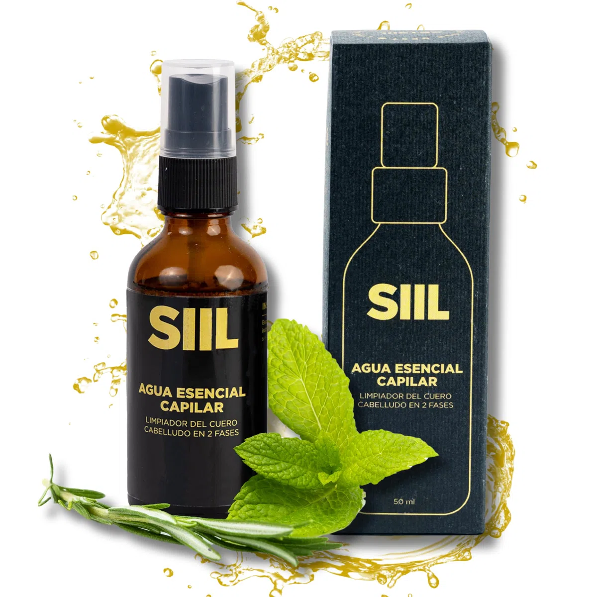 50 ml - Loción Anticaída Unisex Alopecia Androgénica 100% Natural con Menta | Tónico capilar | Crecimiento Cabello Mujer y Hombre | Anti Caspa y recomendado para Dermatitis Seborreíca - SIIL