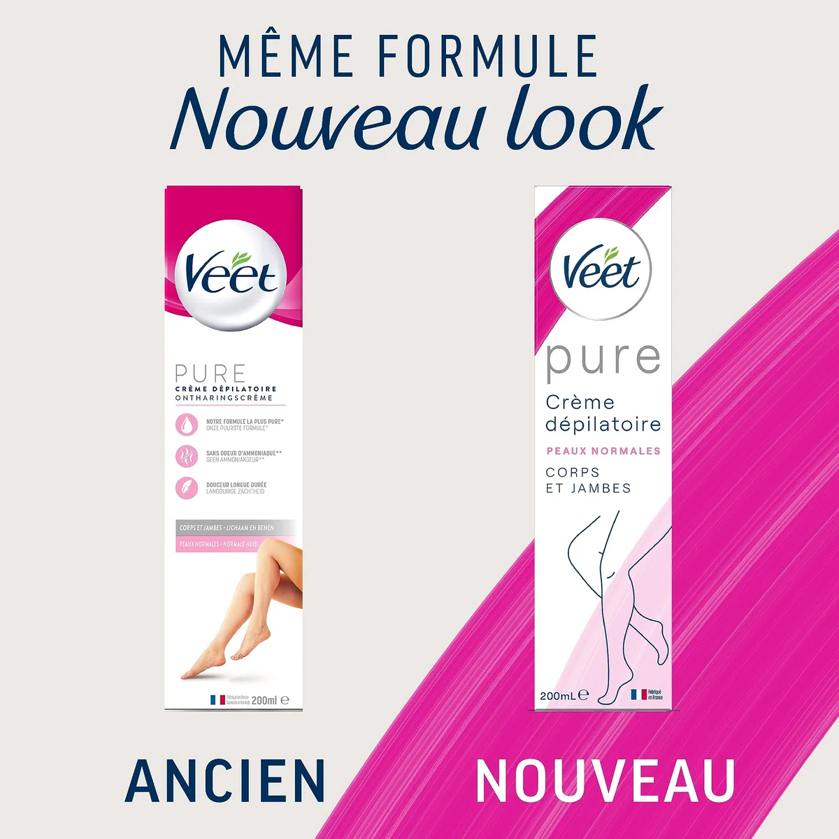 Veet Minima Crema depilatoria – Suavidad duradera después de la depilación – Piel normal – Tubo de 200 ml (3 unidades)