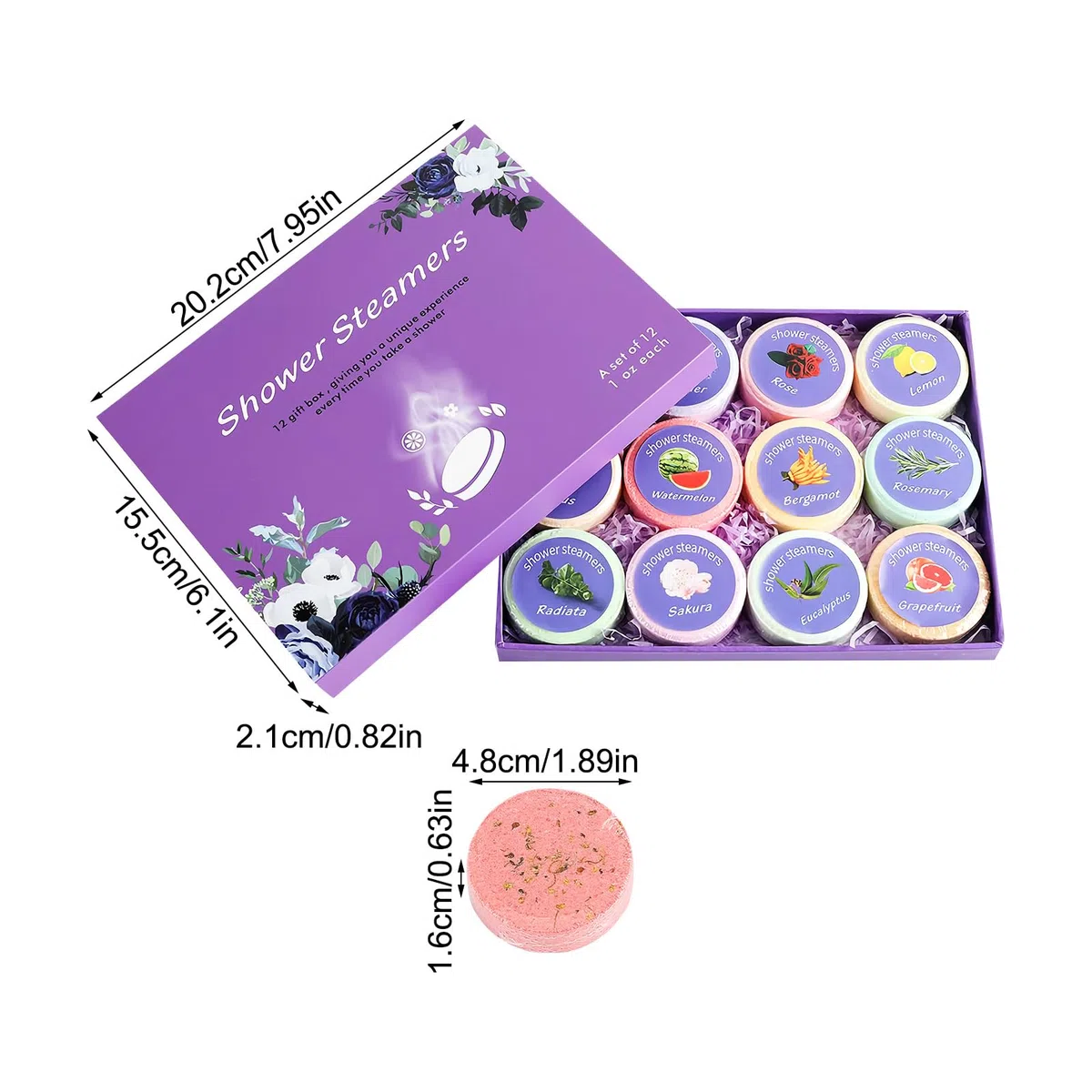 Vaporizadores de ducha para aromaterapia, 12 piezas, 4,8 cm en casa, ducha, fragancia relajante, uso en el baño, aromaterapia, bienestar, regalo
