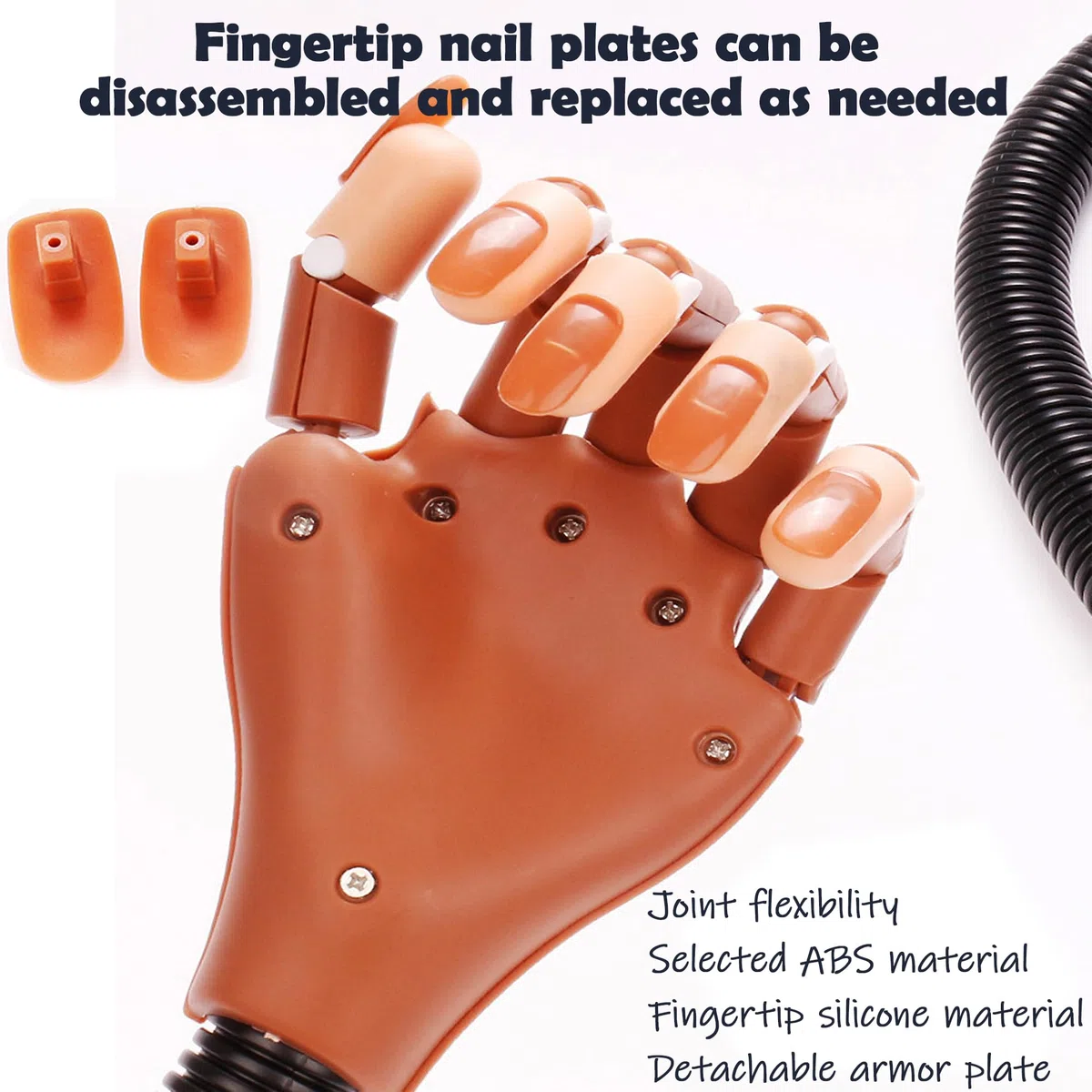 Mano de práctica para uñas acrílicas con 100 puntas de uñas flexibles, mano de práctica para principiantes en casa con uñas postizas, diseños y ejercicios de extensión de uñas para mostrar tu