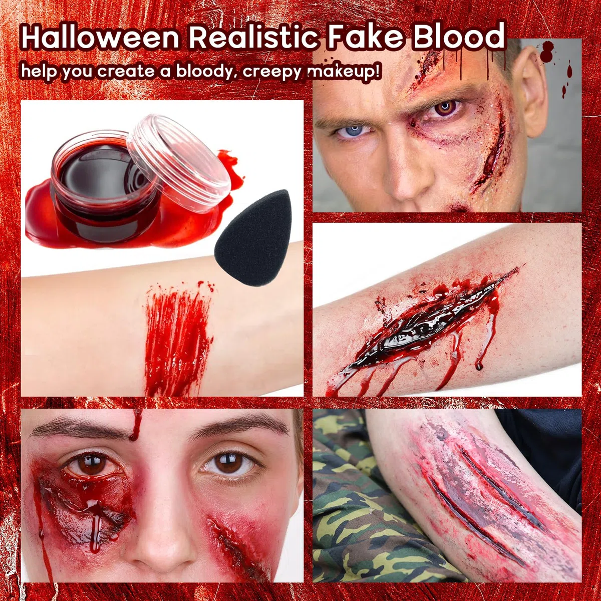 VIOLA HOUSE Maquillaje Halloween Profesional, SFX Maquillaje, Artificial Maquillaje, Halloween Makeup, Moretón Herida Cara Cuerpo Pintura+Cera Cicatriz+Látex Líquido+Sangre Falsa.
