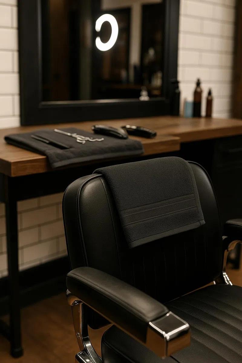Toallas Peluquería Negras 50x90 cm – Pack de 4 – 100% Algodón 400 gsm – Alta Absorción – Uso Profesional Barbería y Salón de Belleza