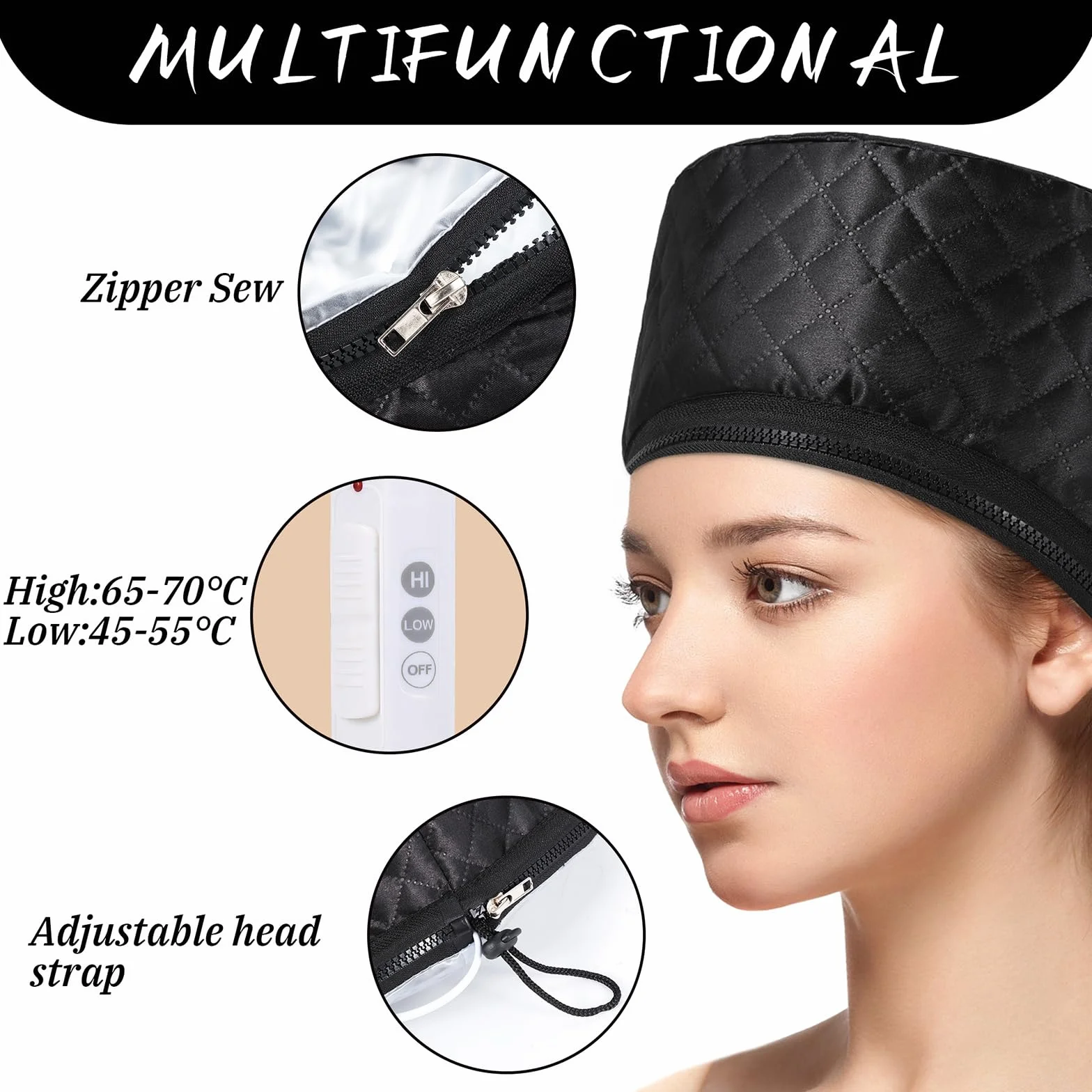 Gorro Térmico para Cabello SPA Gorro Térmico para el Cabello Impermeable 220V Gorro para el Cuidado del Cabello con Controlador Térmico Gorro Eléctrico para el Tratamiento del Cabello Vaporizador