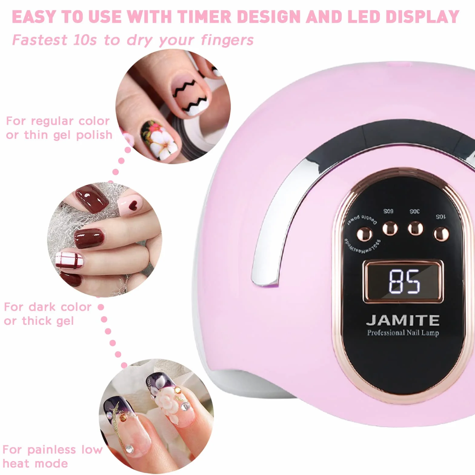 YUEHAO, Lámpara de Uñas LED 168W Secador Profesional Lámpara Ultravioleta Esmalte de Uñas con Sensor Automático, con 4 Temporizadores Manicura/Pedicura Salón