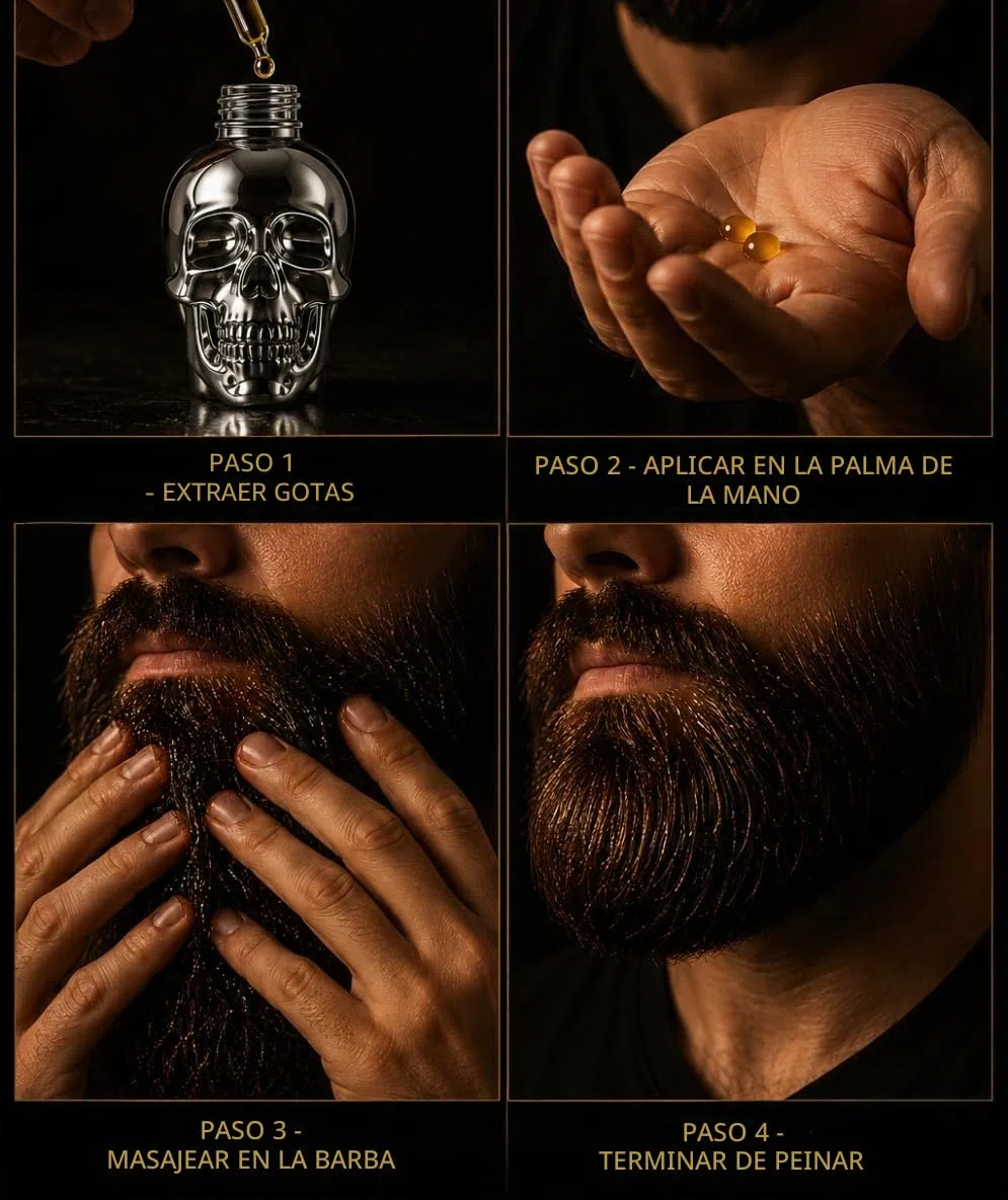 Bandido Aceite para barba para el cuidado diario de la barba de 3 días o barba completa, aceite de barba como regalo para hombres, 40 ml con dispensador de pipeta, diseño de calavera, sérum para