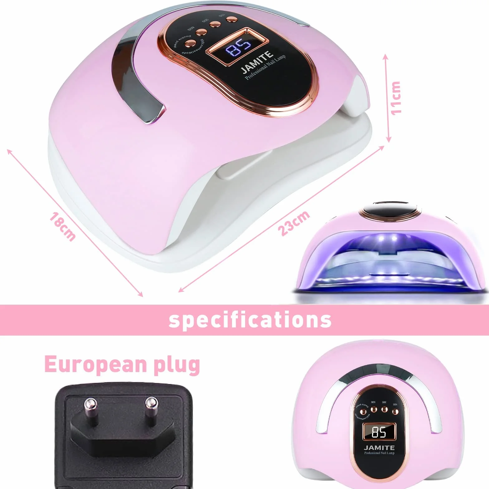 YUEHAO, Lámpara de Uñas LED 168W Secador Profesional Lámpara Ultravioleta Esmalte de Uñas con Sensor Automático, con 4 Temporizadores Manicura/Pedicura Salón