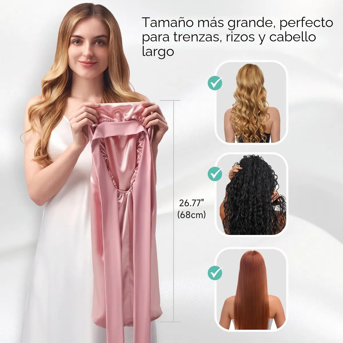Umisleep 22 Momme 100% Seda de Morera, Gorro de Dormir de Doble Cara, Suave Gorro de Noche para Cabello voluminoso, Transpirable, Banda Ancha Ajustable