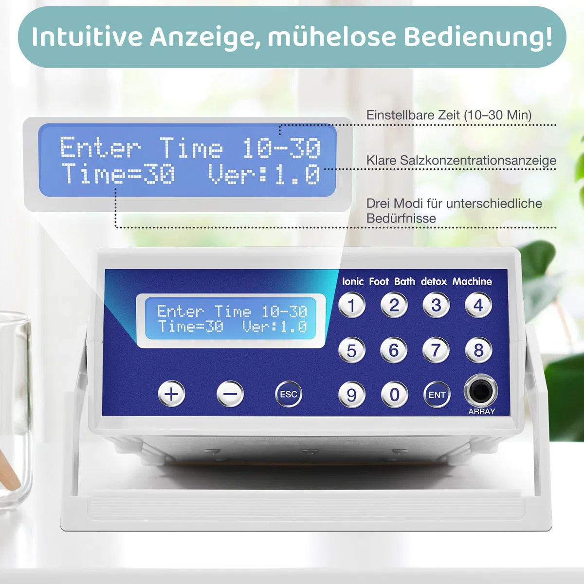 Sistema de desintoxicación de iones para pies profesional con pantalla LCD, incluye cinturón de calefacción, 1 boquilla de iones y almohadilla de limpieza, para casa, spa y alivio del estrés