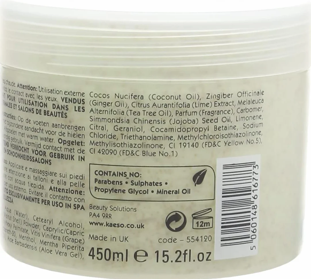 Kaeso Lima y Jengibre Tingle Foot Scrub 450 ml